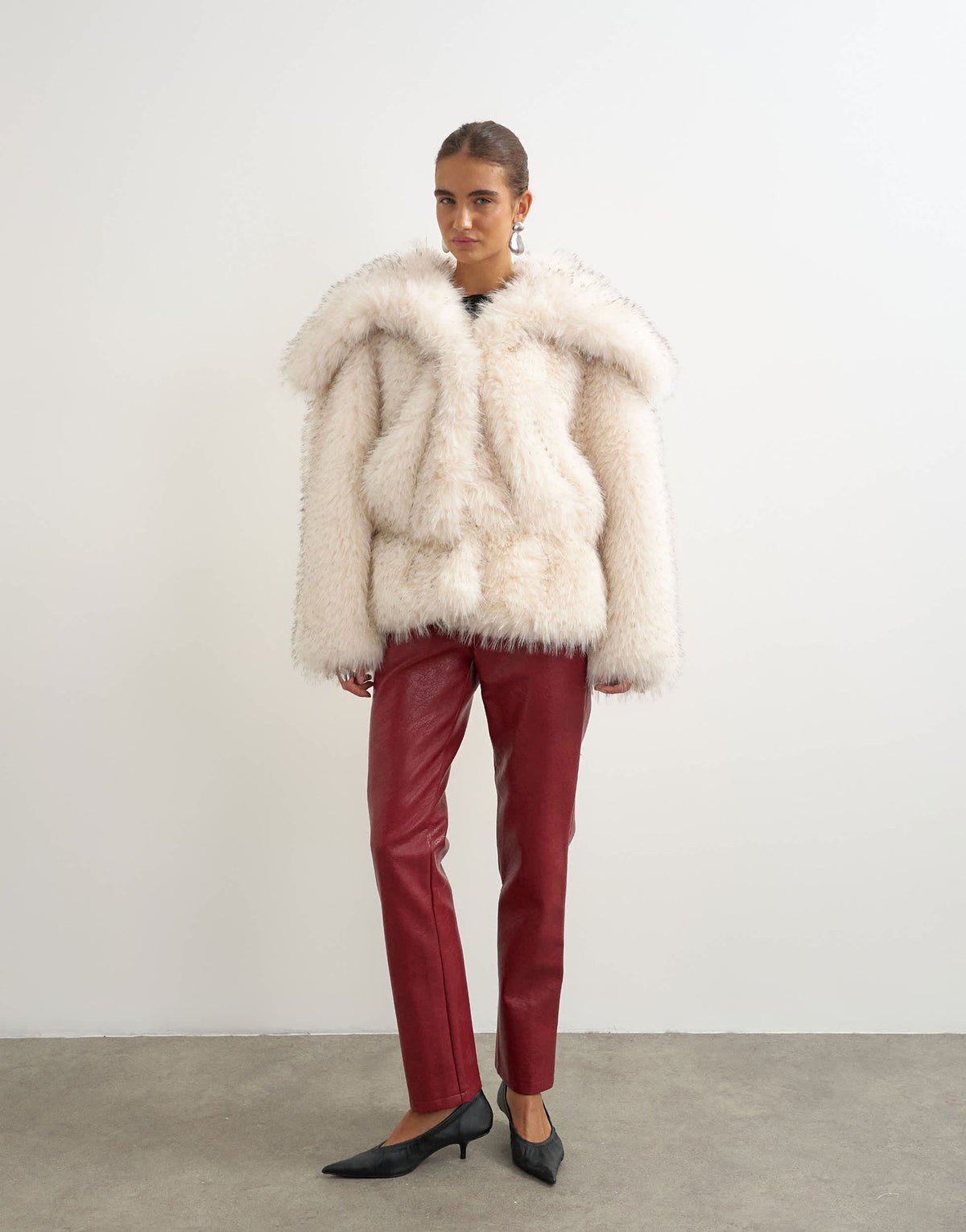 Topshop faux fur short coat in white