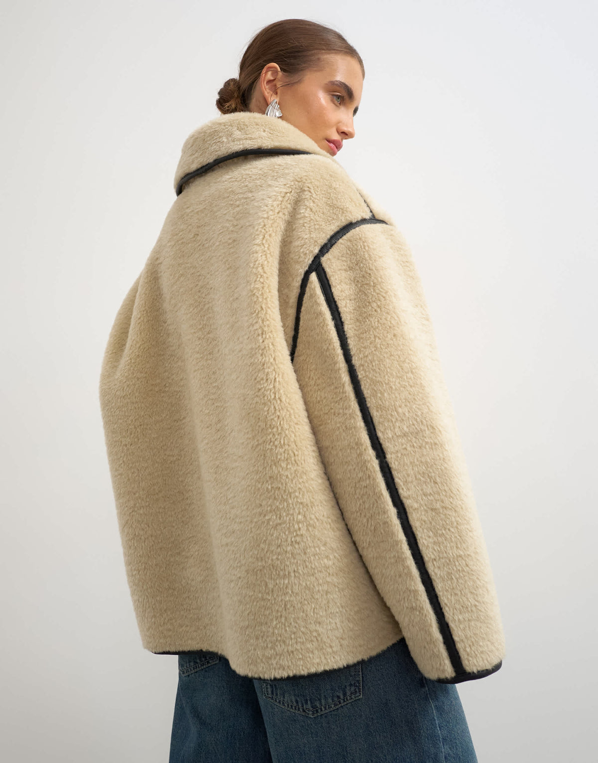 Topshop throw on shearling fleece in tan
