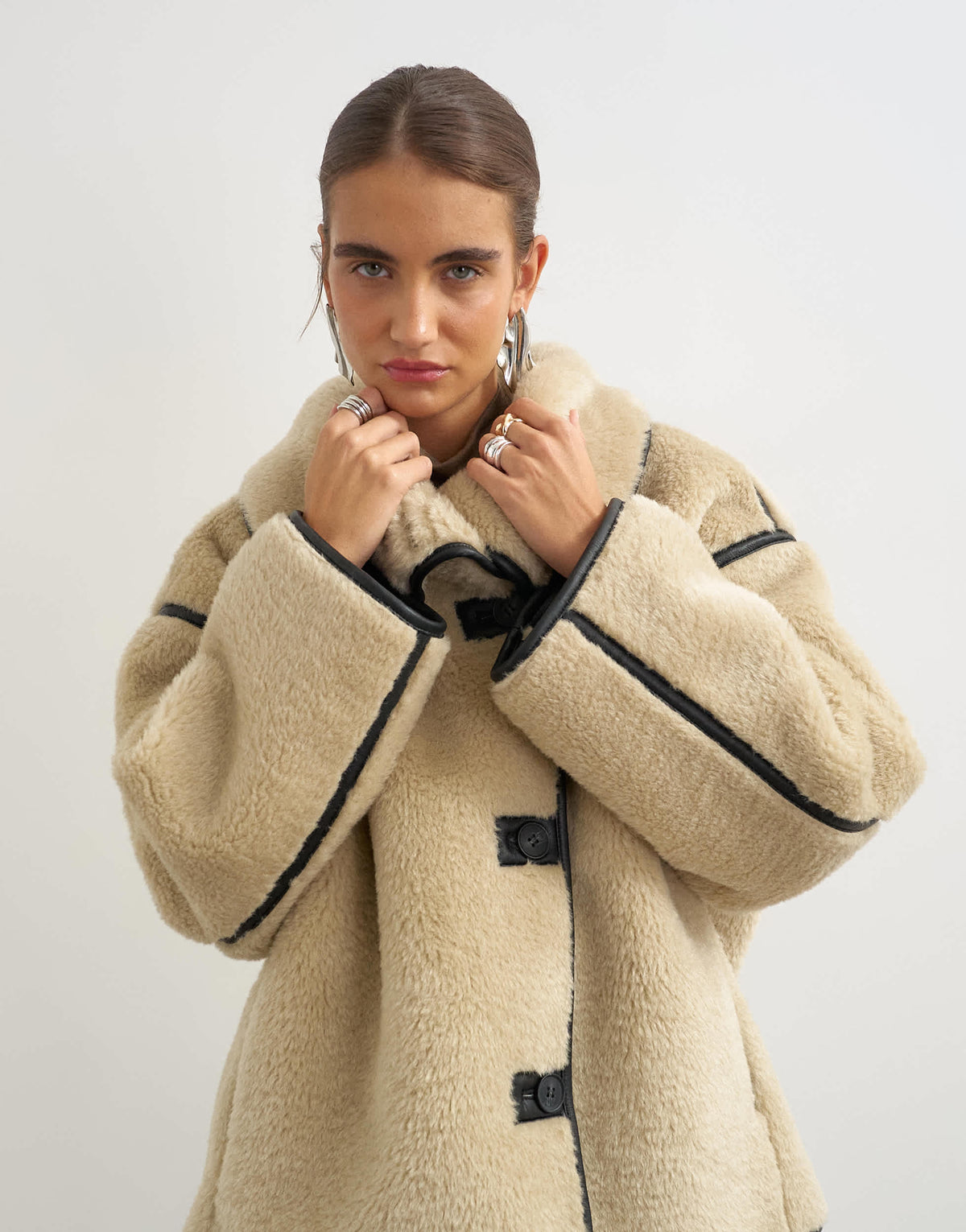 Topshop throw on shearling fleece in tan
