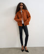 Topshop oversized faux leather oversized bomber jacket in burnt umber