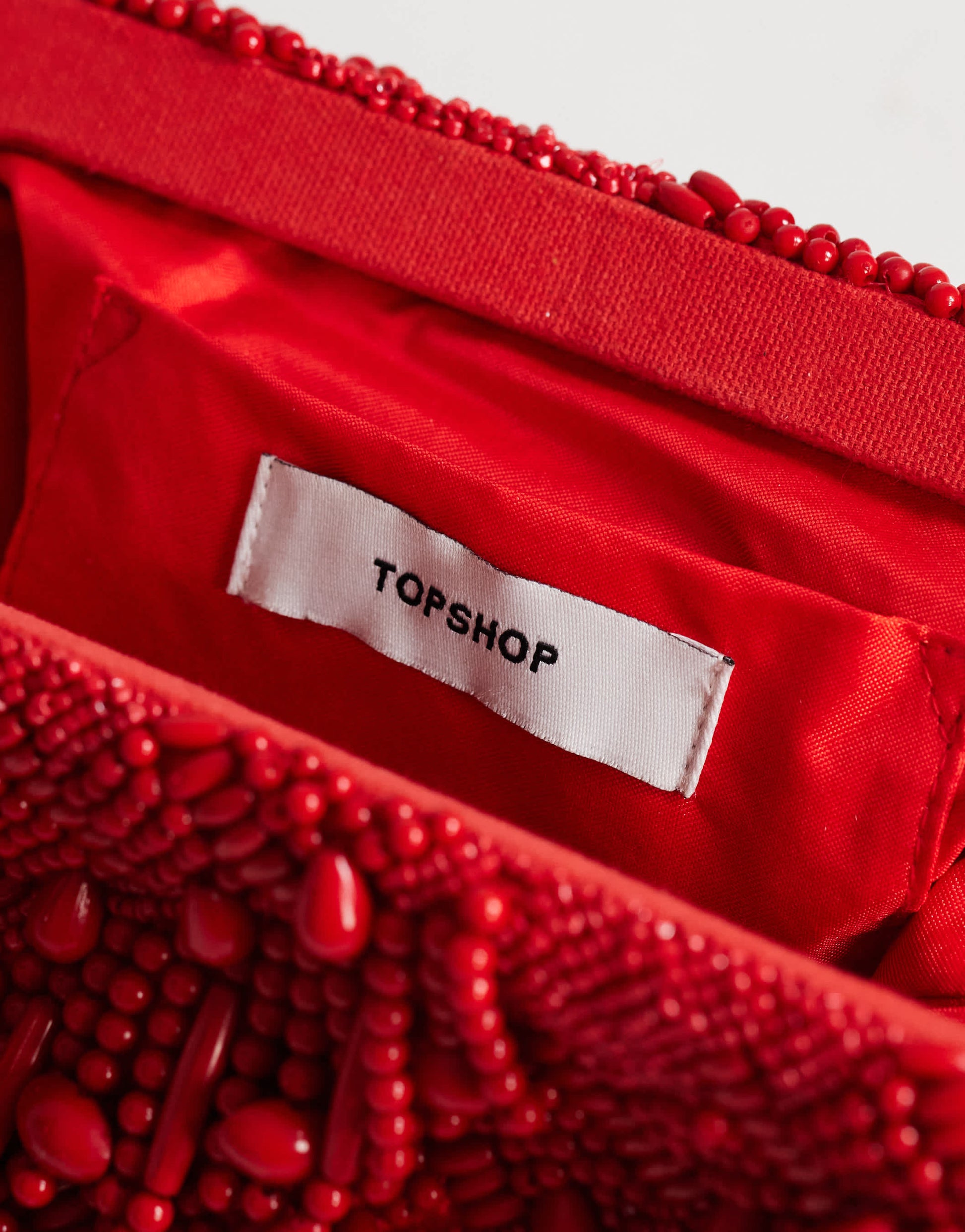 Topshop Garison bead and embellished clutch in red