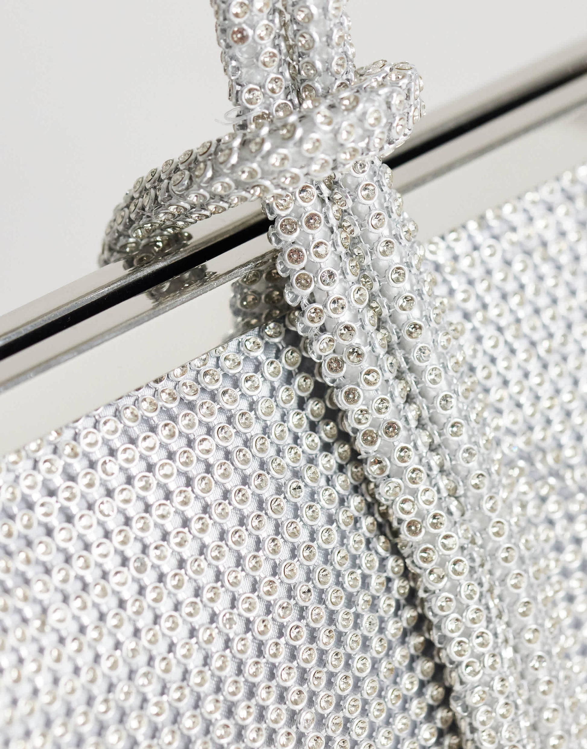 Topshop Jade small wristlet grab bag in silver diamante