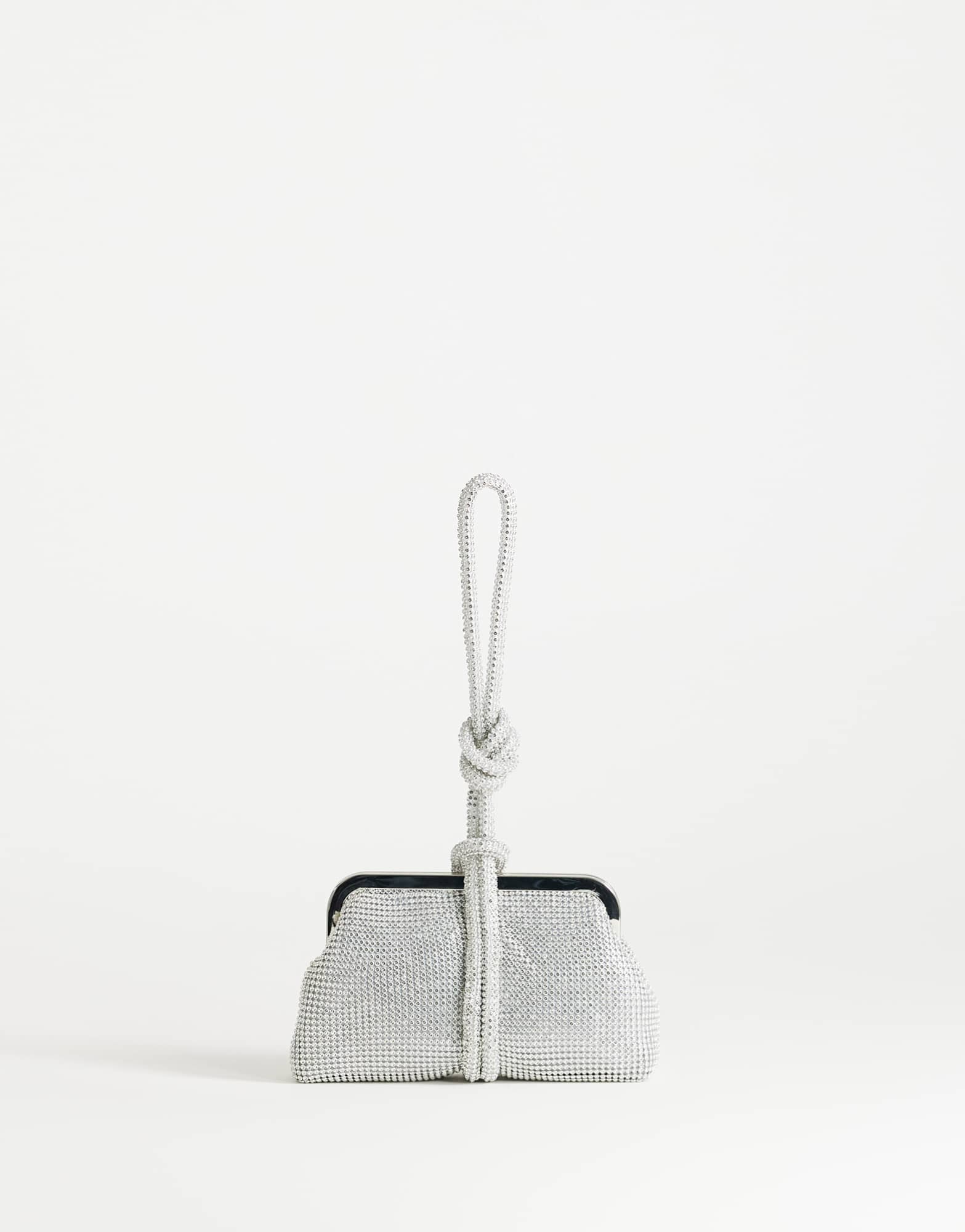 Topshop Jade small wristlet grab bag in silver diamante