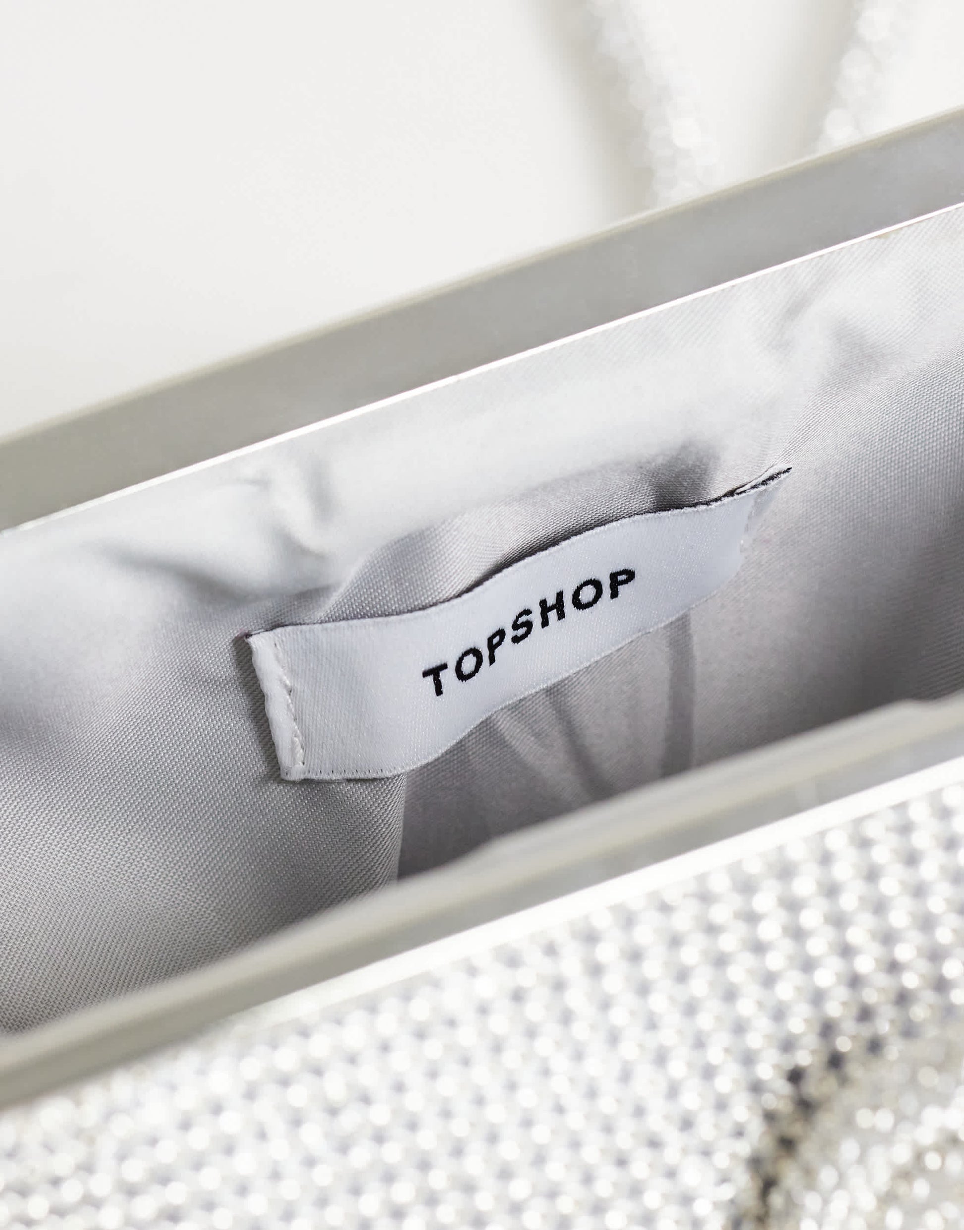 Topshop Jade small wristlet grab bag in silver diamante
