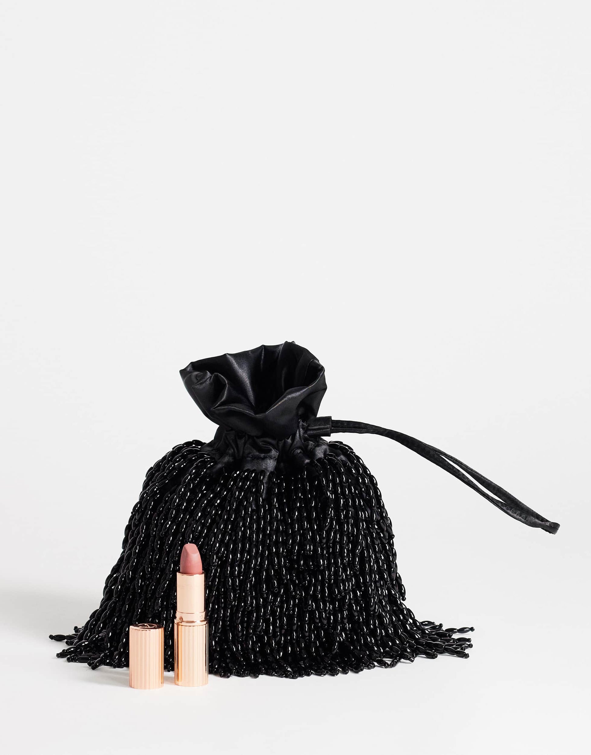 Topshop Josy small beaded pouch grab bag in black