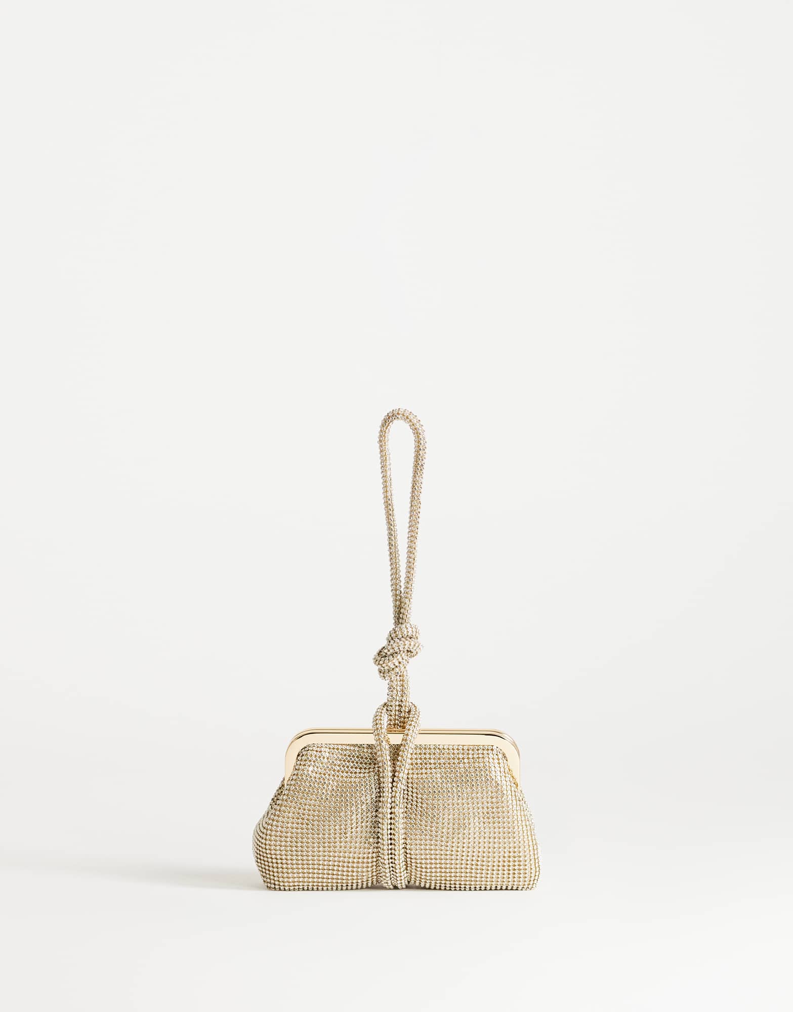 Topshop Jade small wristlet grab bag in gold diamante