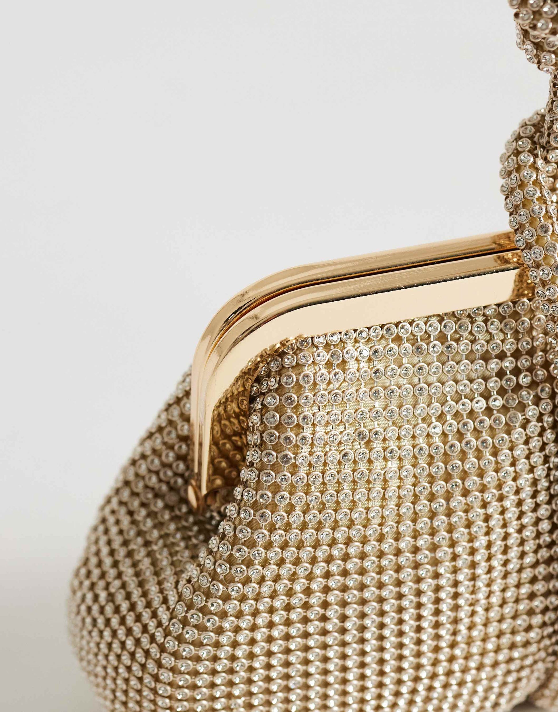 Topshop Jade small wristlet grab bag in gold diamante