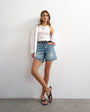 Topshop denim Editor comfort stretch short in bleach