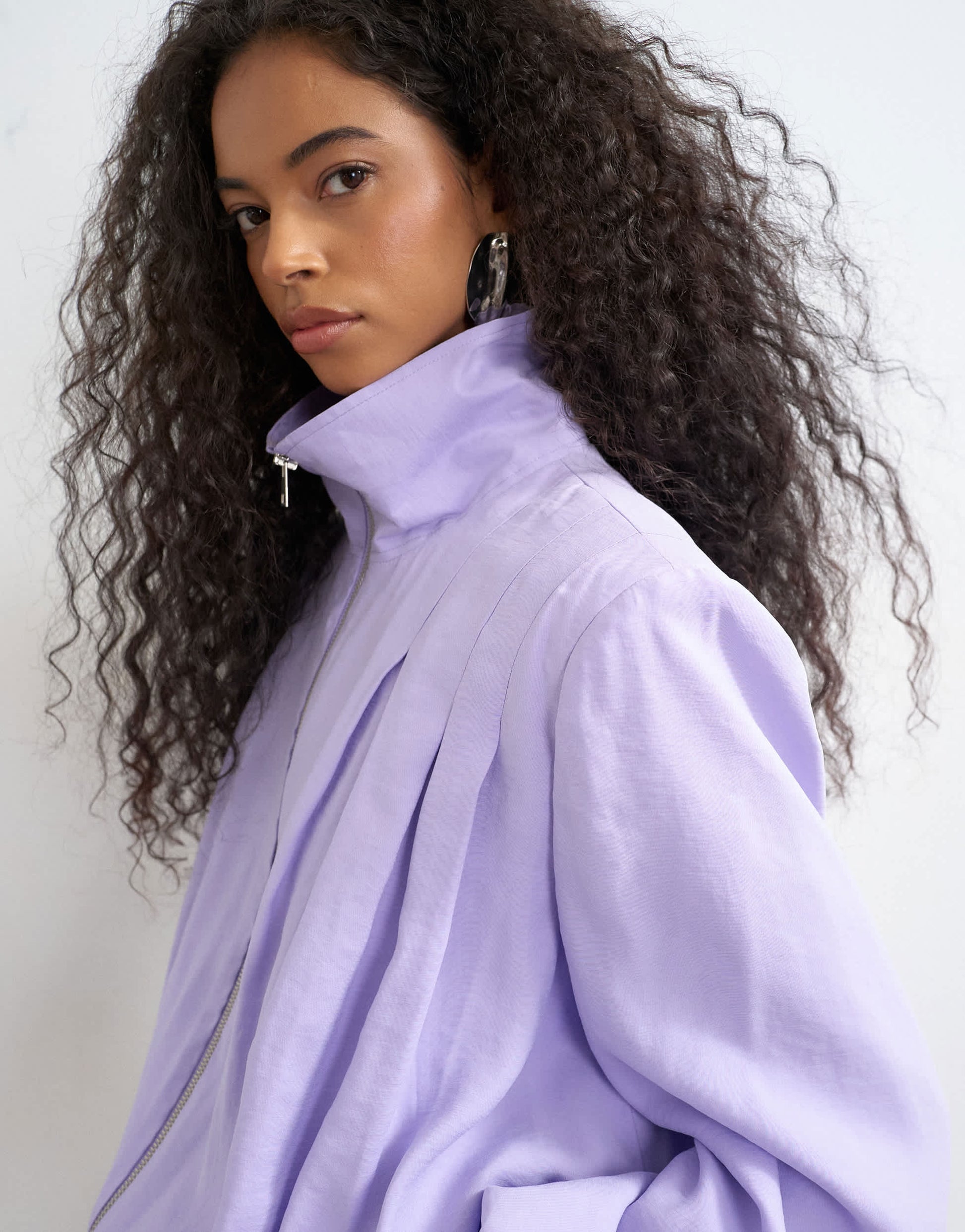 Topshop modal funnel neck jacket in lilac