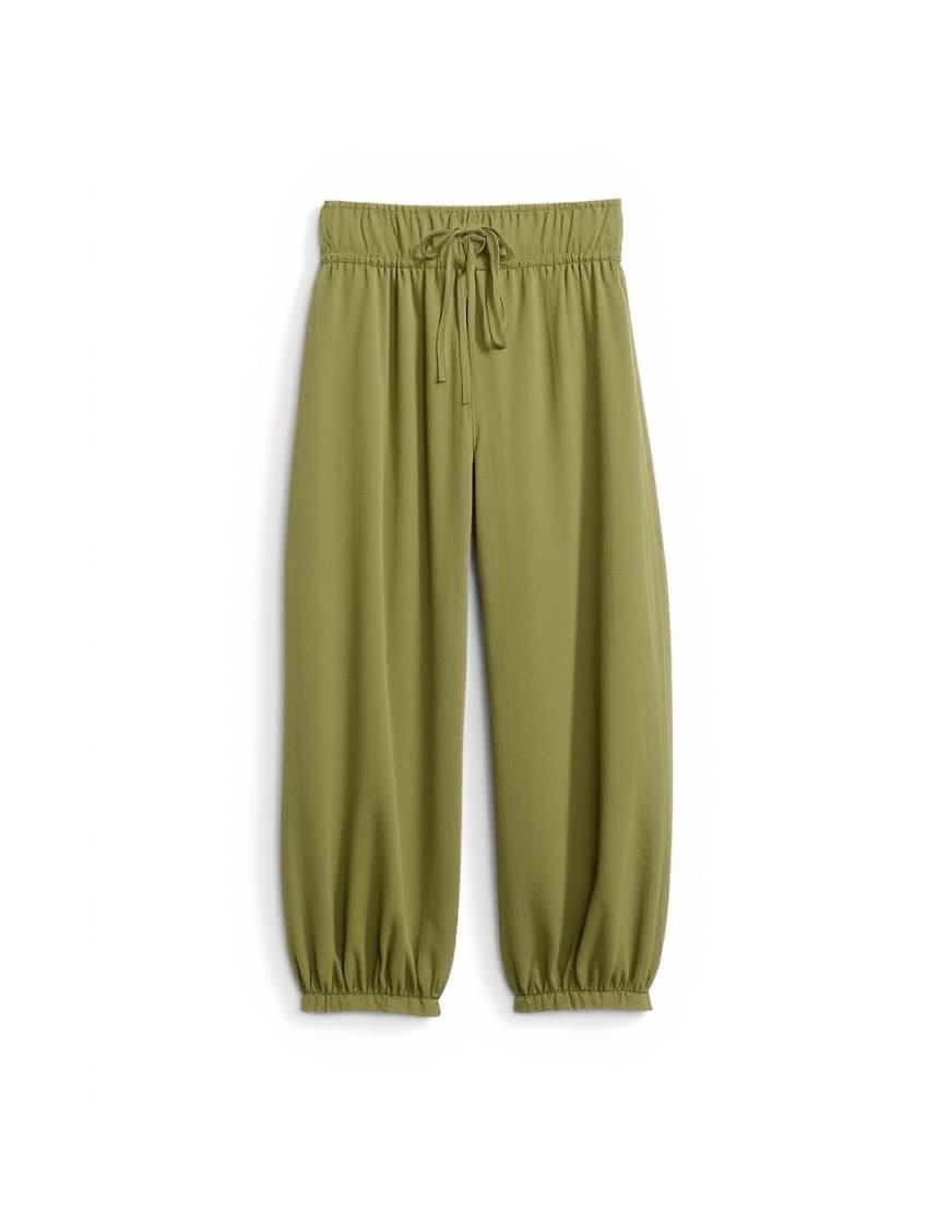 Topshop co ord balloon trouser with tie waist in olive