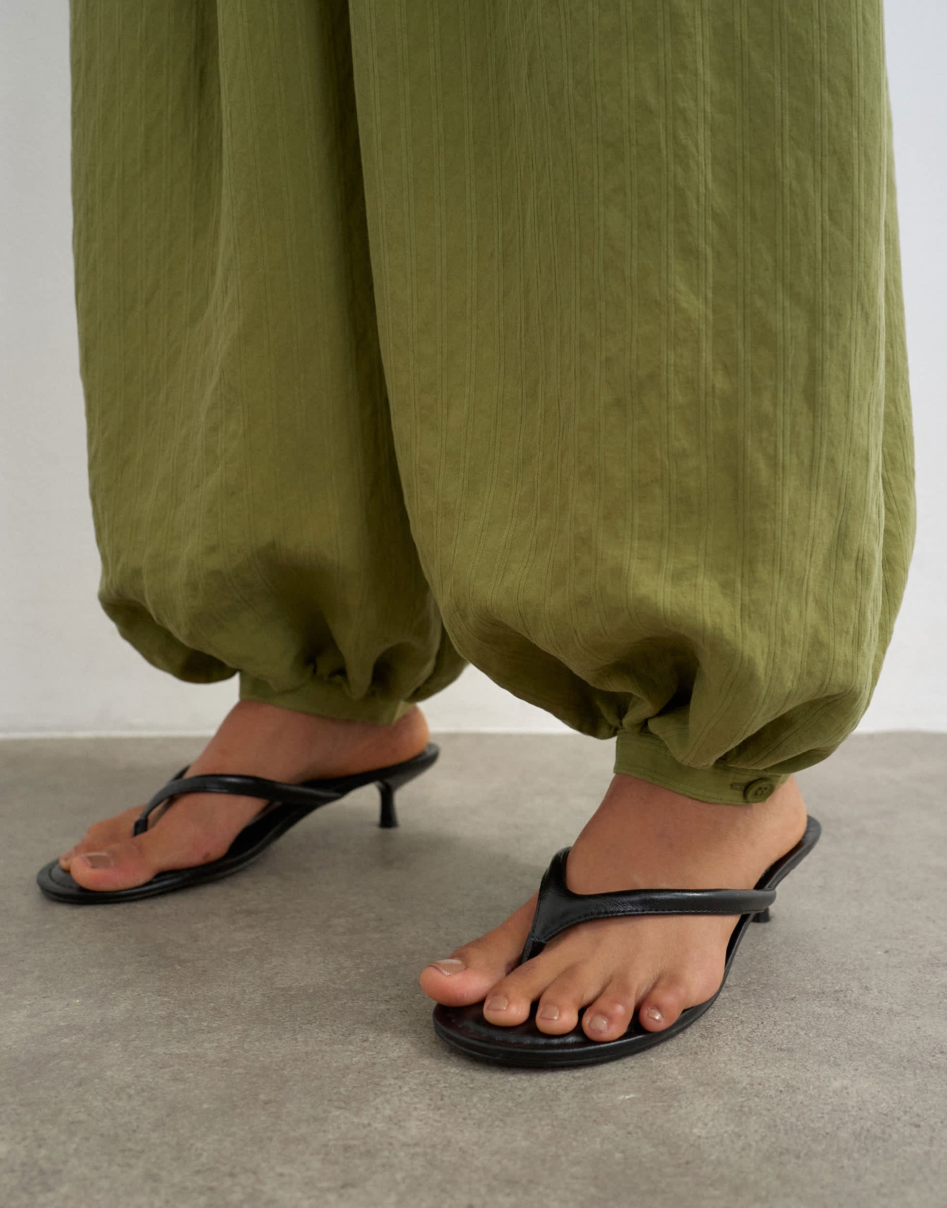 Topshop co ord balloon trouser with tie waist in olive