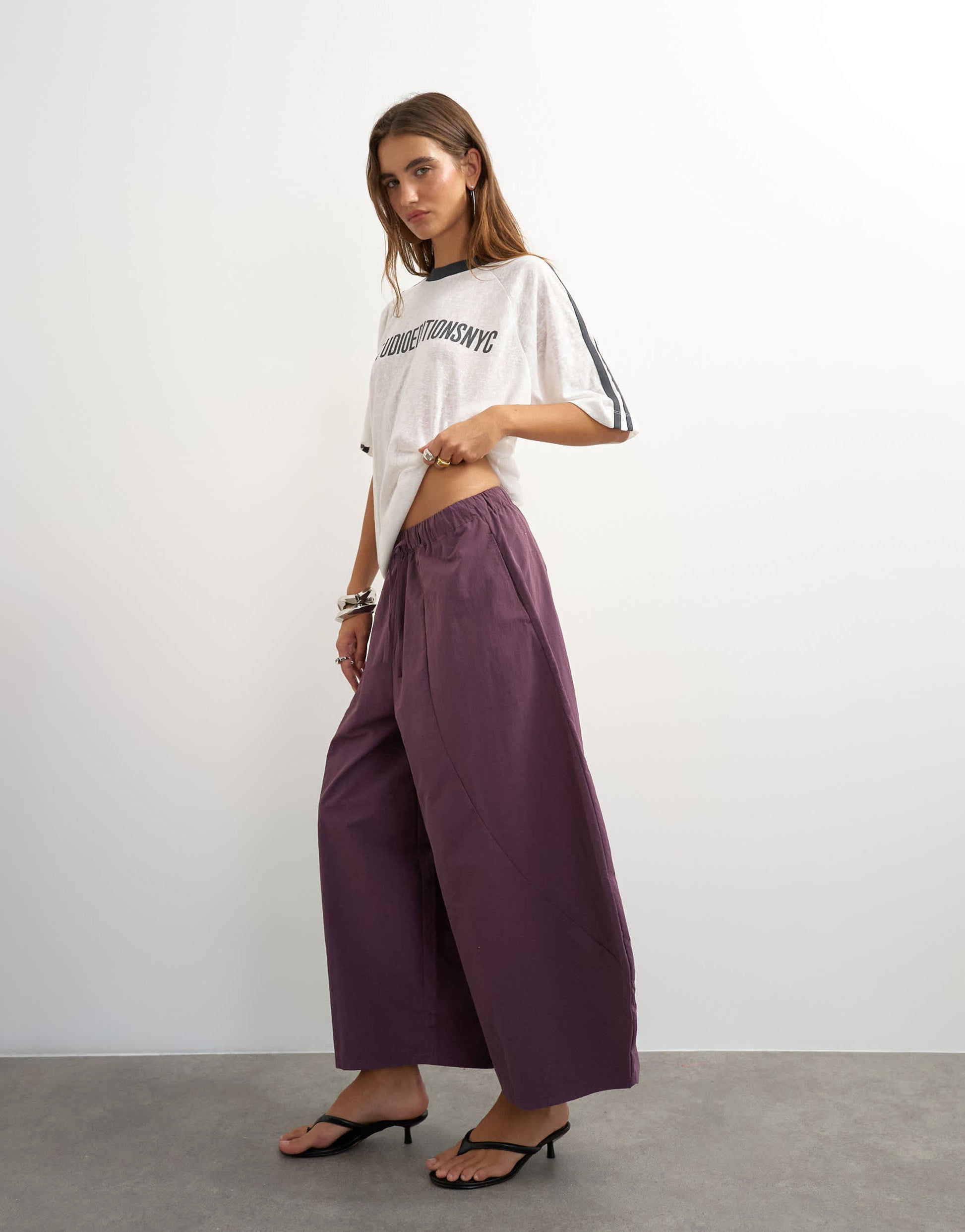 Topshop techy oversized ovoid mid length trouser in fig