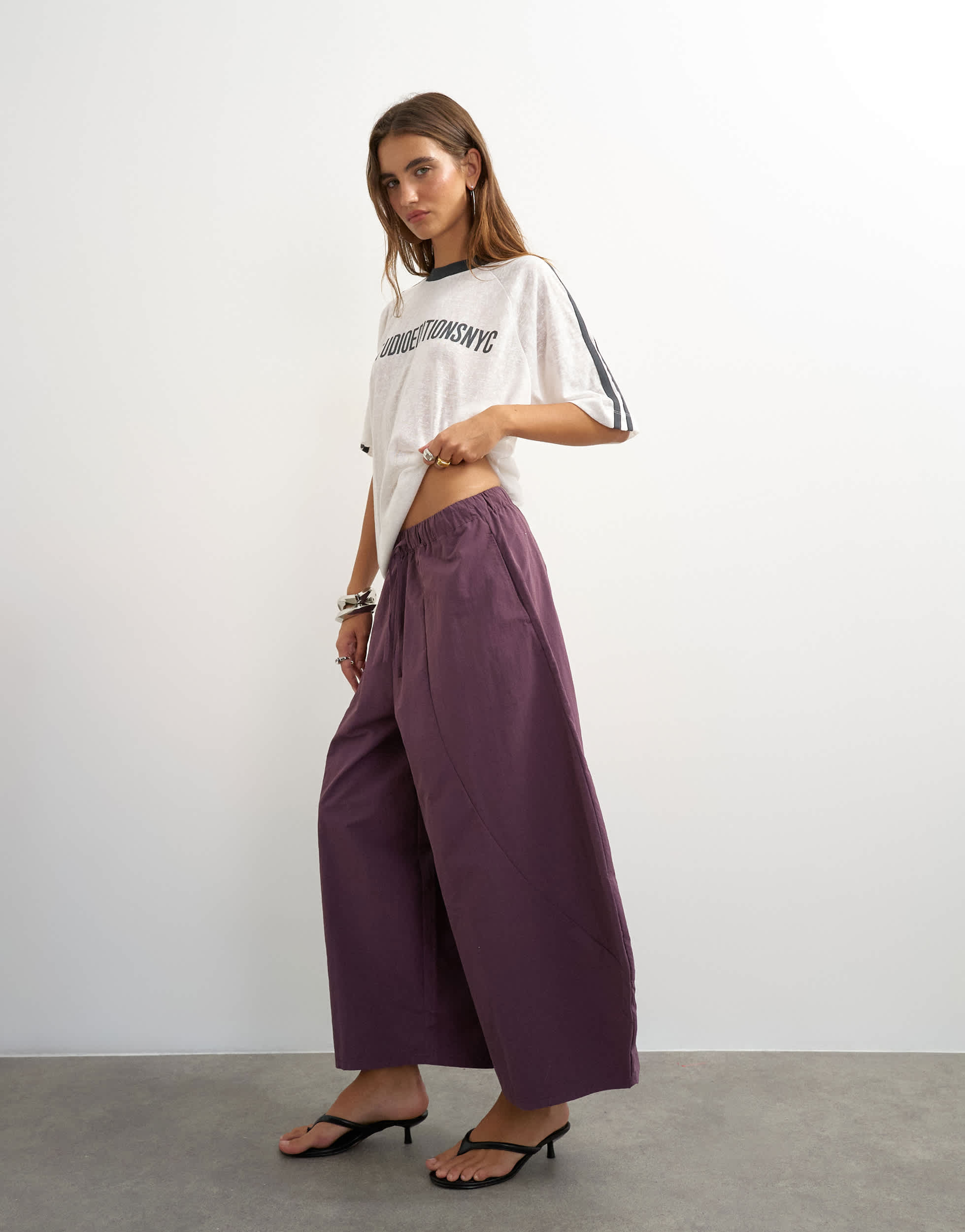 Topshop techy oversized ovoid mid length trouser in fig