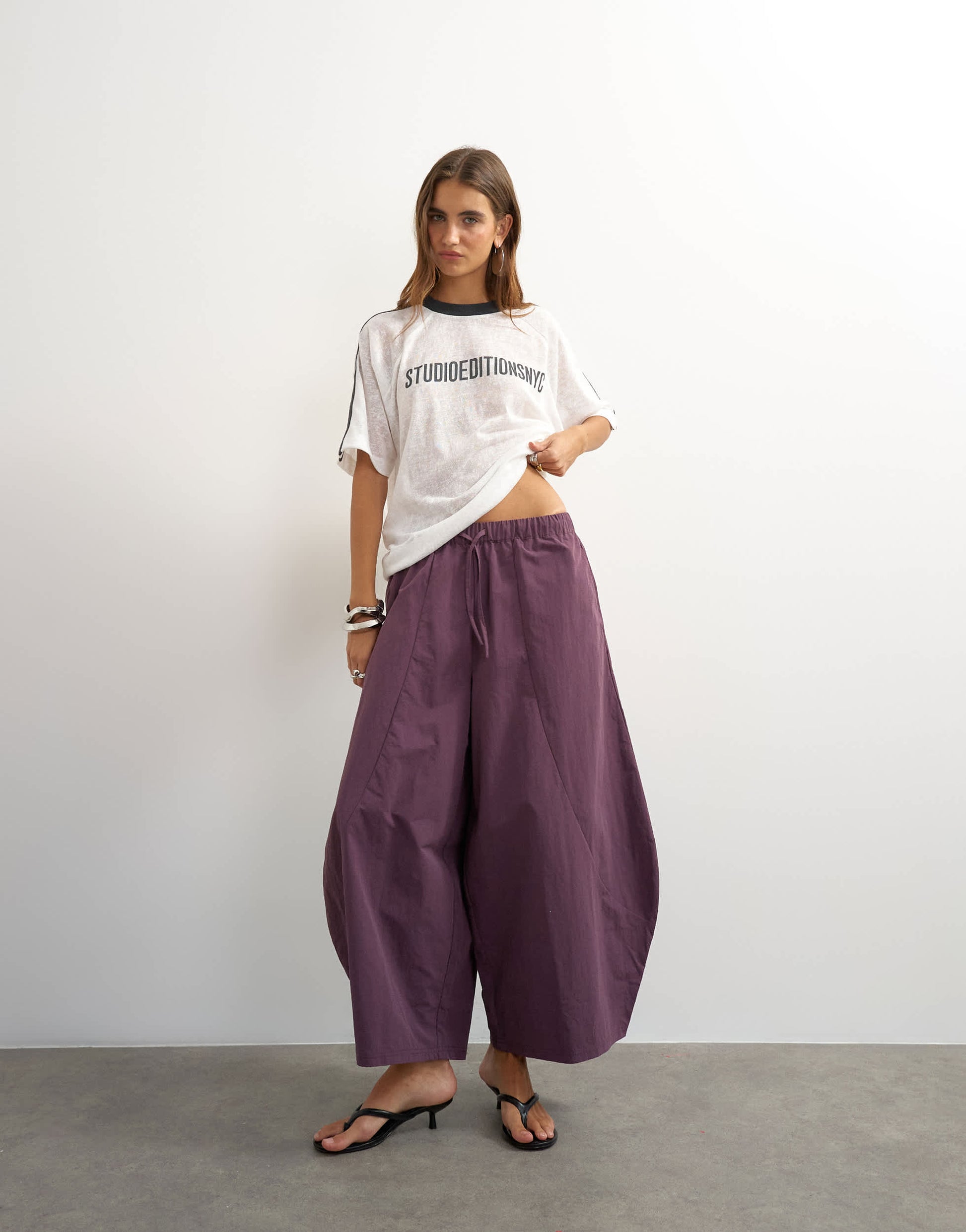 Topshop techy oversized ovoid mid length trouser in fig