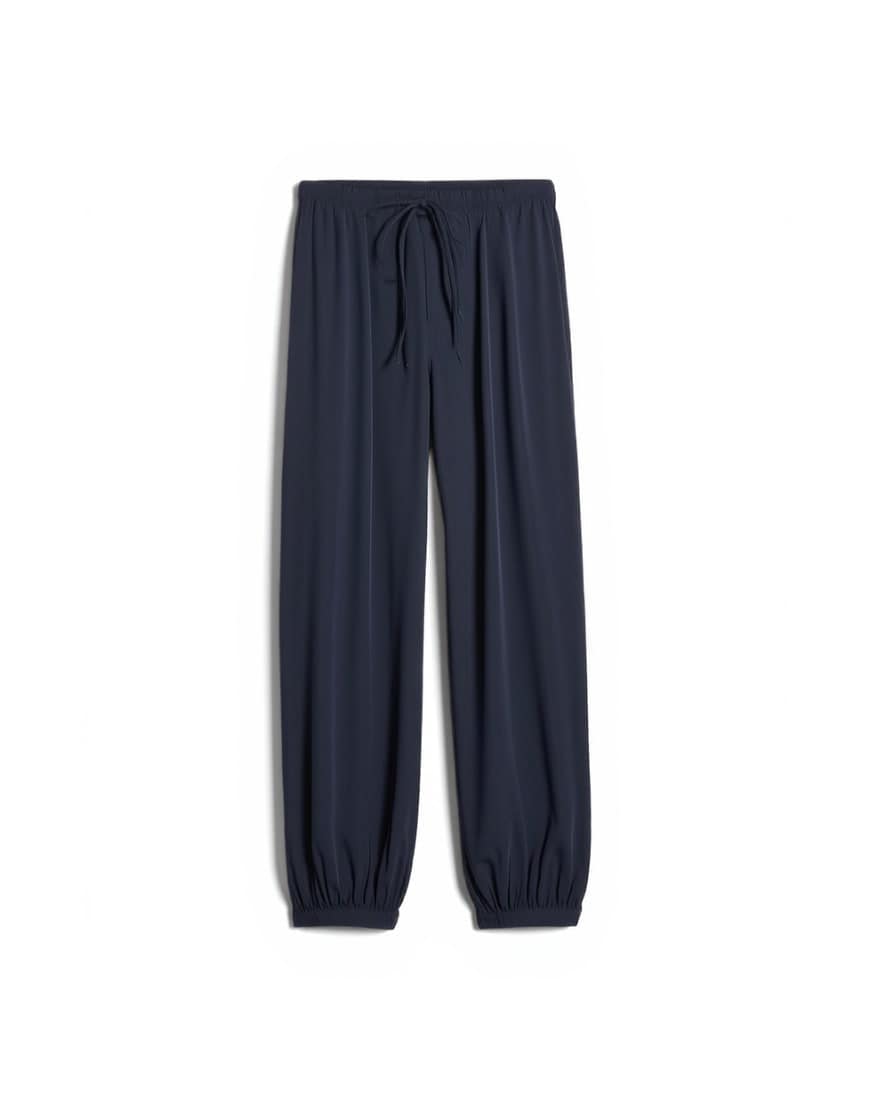 Topshop co ord balloon trouser with tie waist in navy