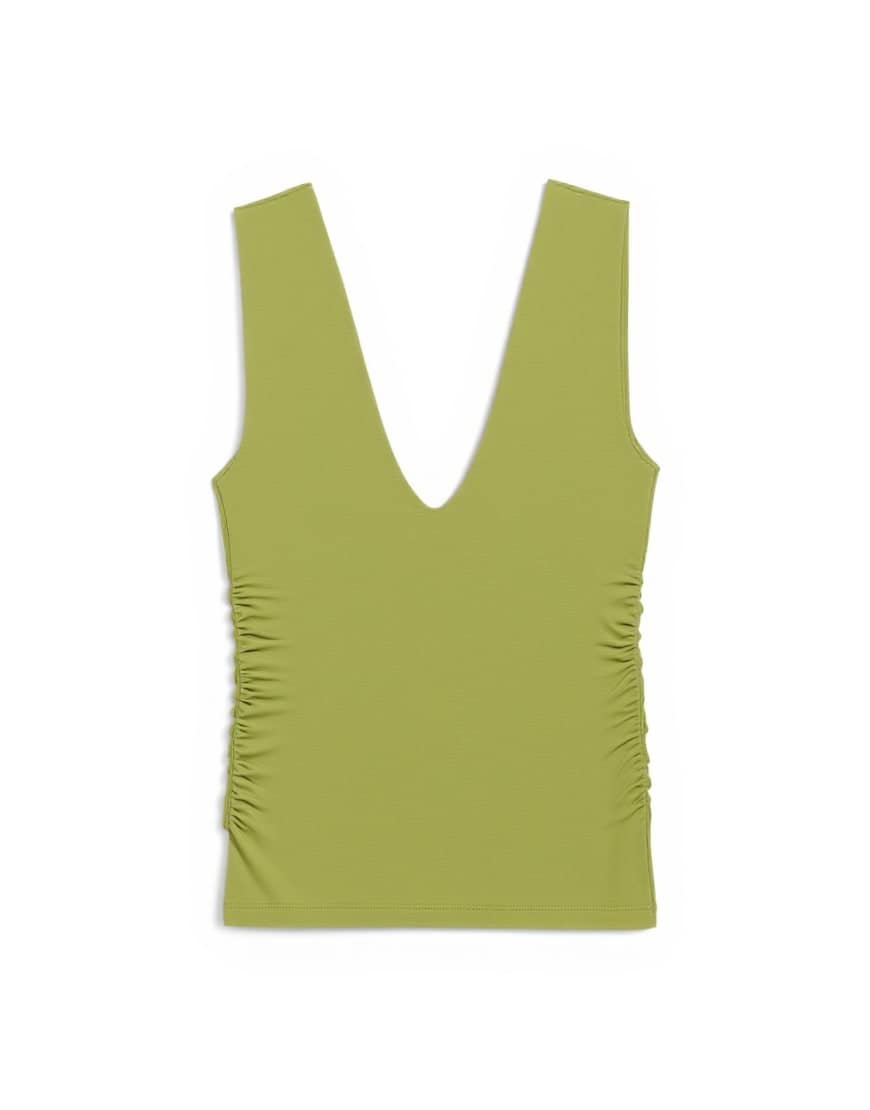Topshop v-neck ruched side tank in green
