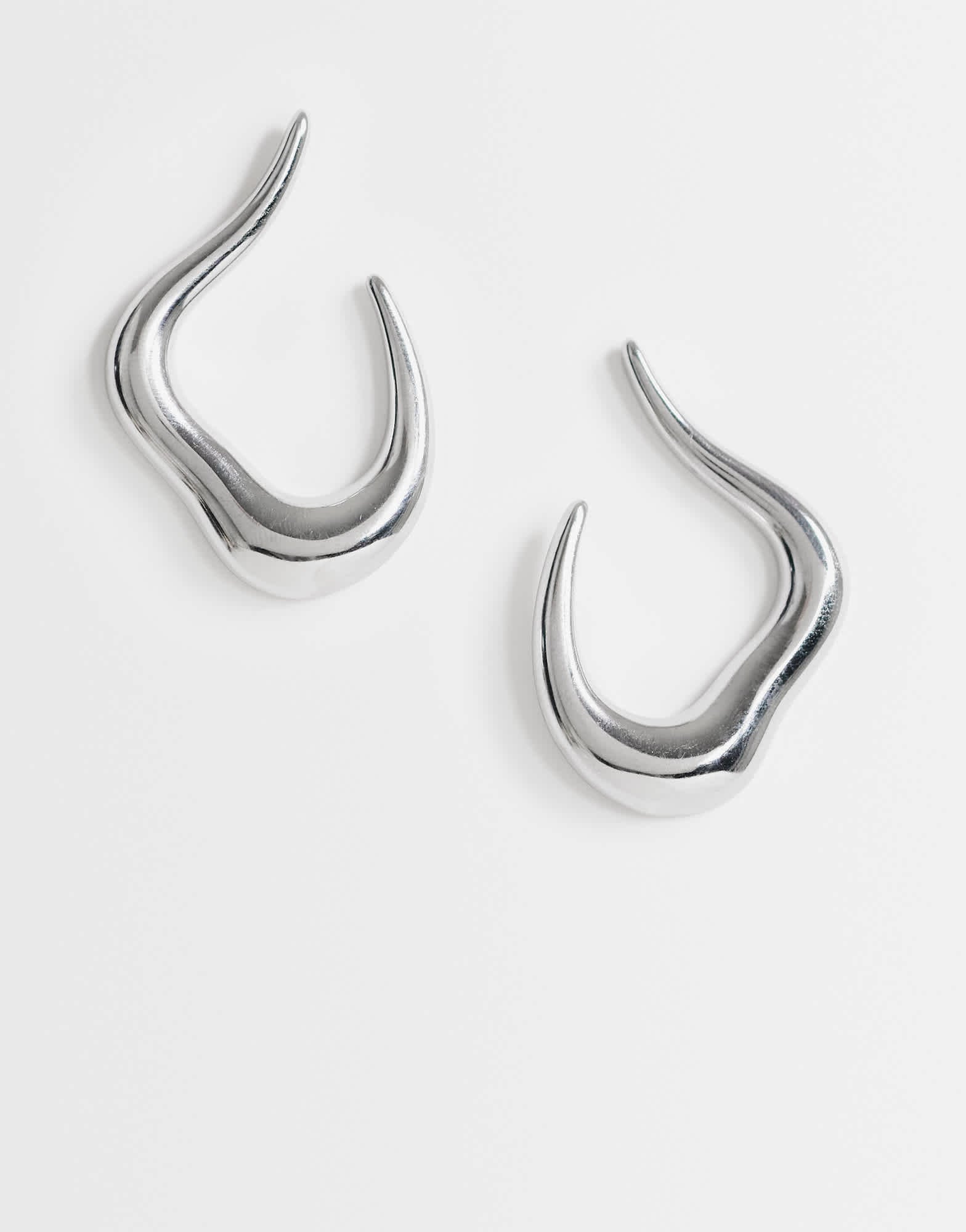 Topshop Drew waterproof asymmetric hoop earring in silver
