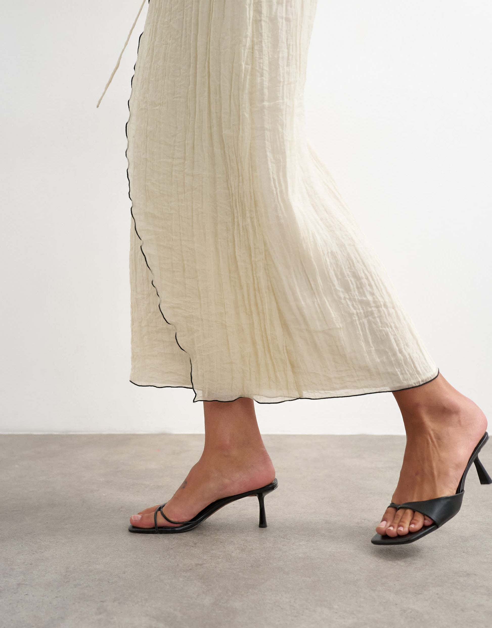 Topshop co-ord crinkle wrap midi skirt with contrast stitching in ecru