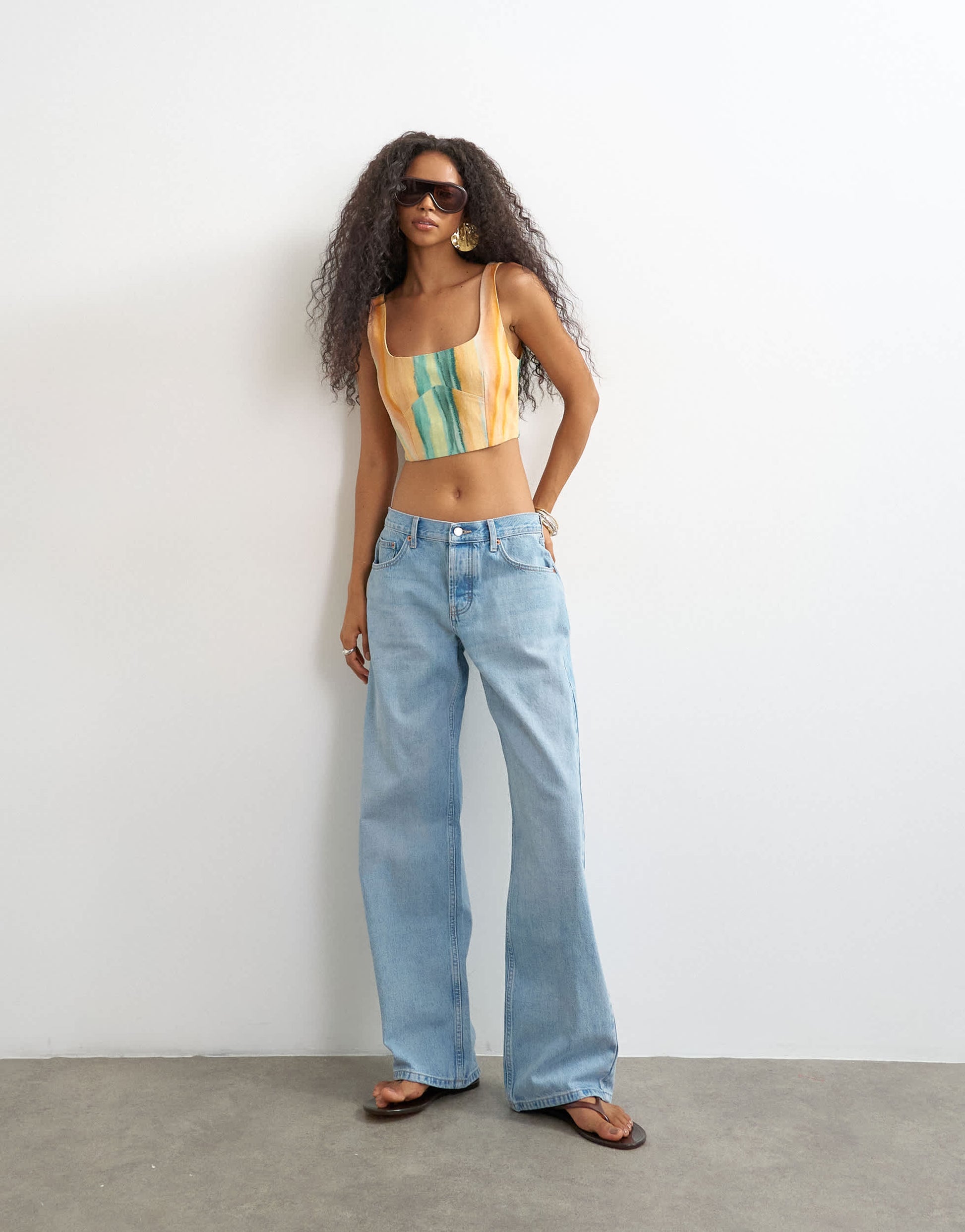 Topshop co-ord scoop cropped cami in orange abstract stripe