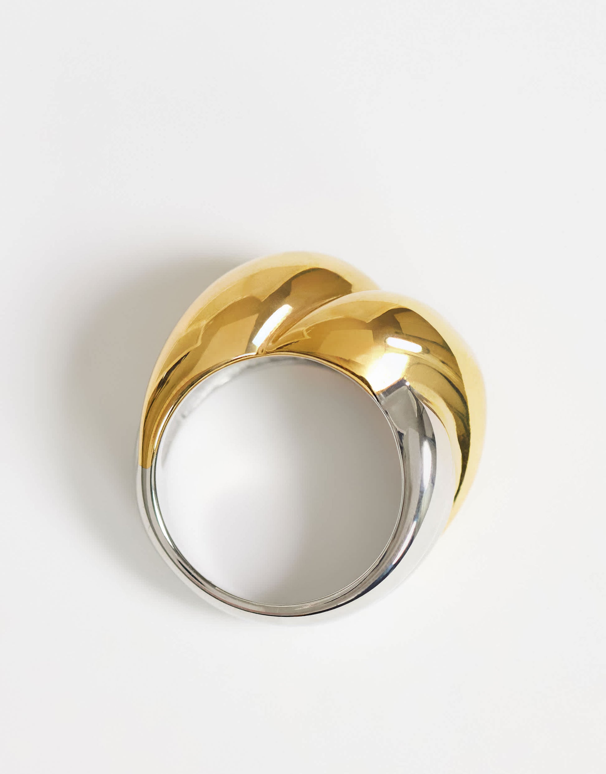 Topshop Robyn waterproof stainless steel twist detail ring in silver and gold