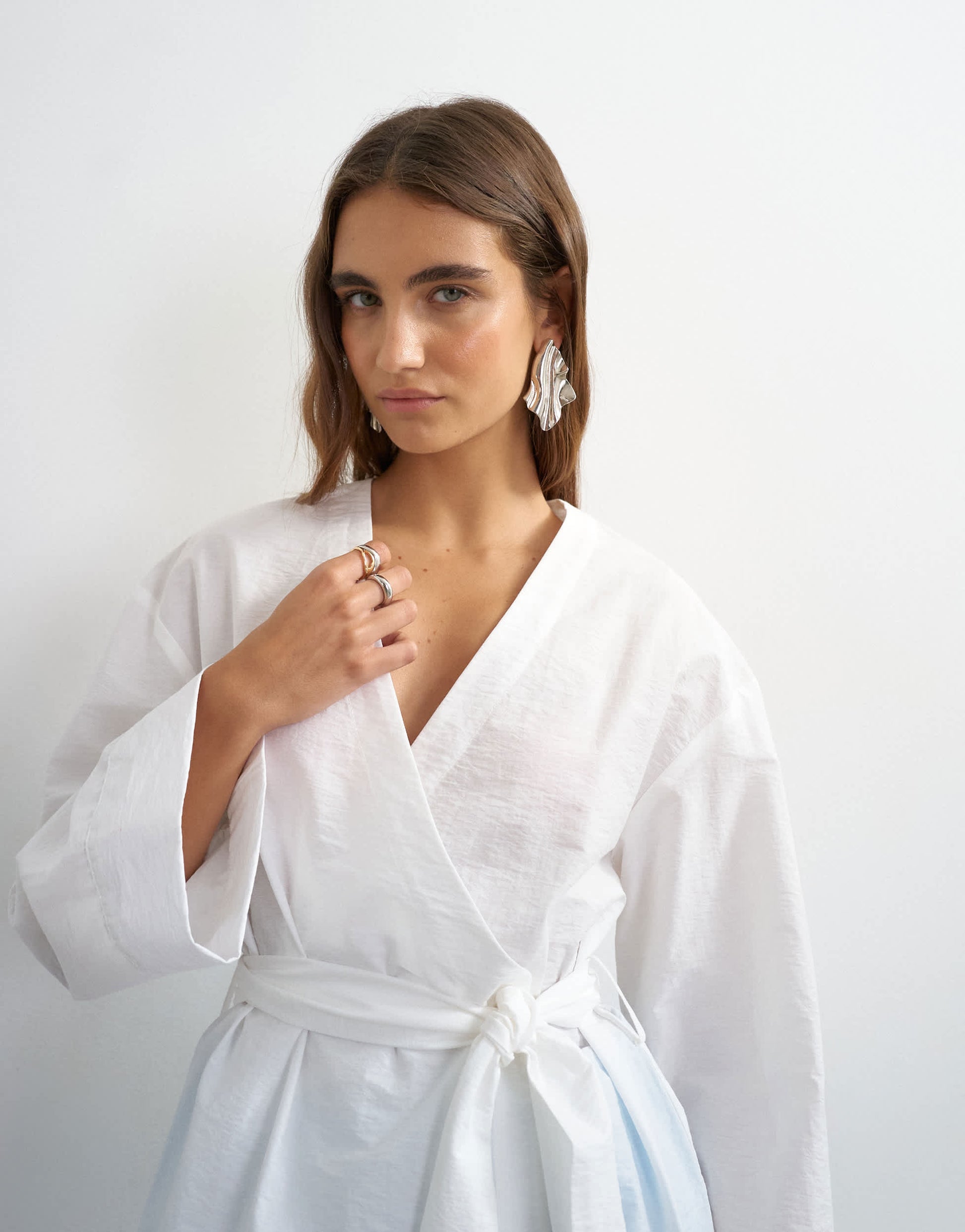 Topshop wrap tie detail top in white