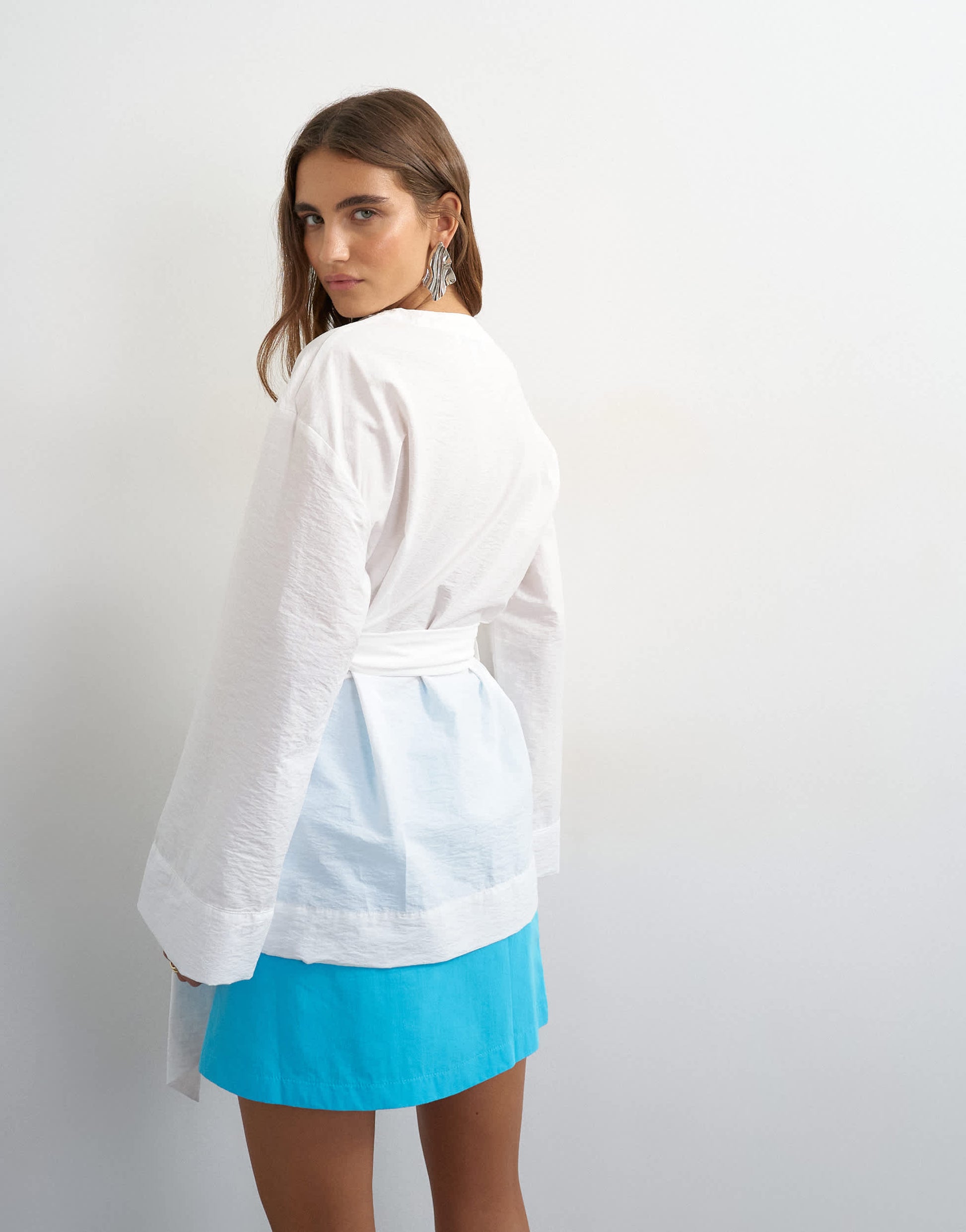 Topshop wrap tie detail top in white
