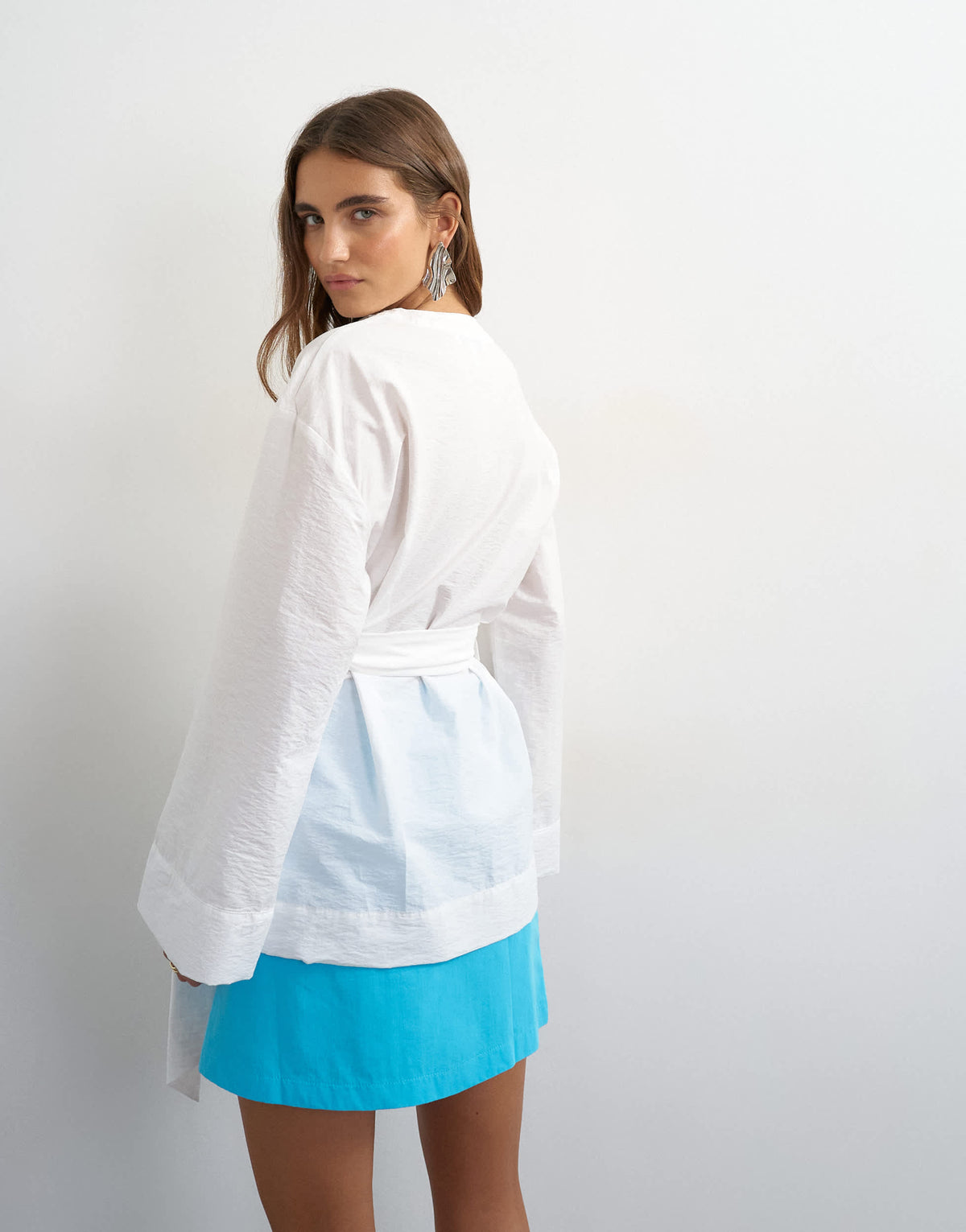 Topshop wrap tie detail top in white