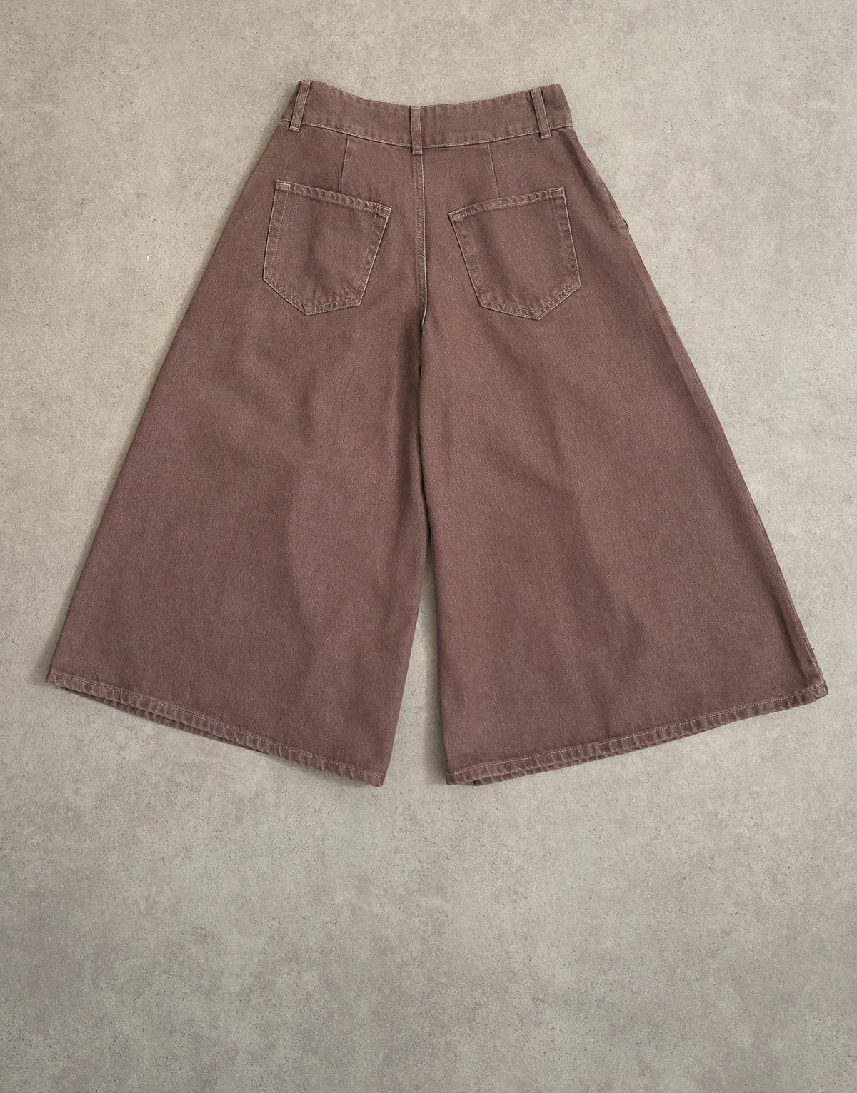 Topshop denim pleated culotte in brown rinse