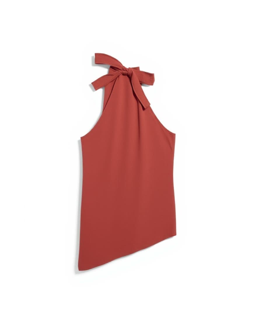 Topshop cupro halter scarf detail top in rust