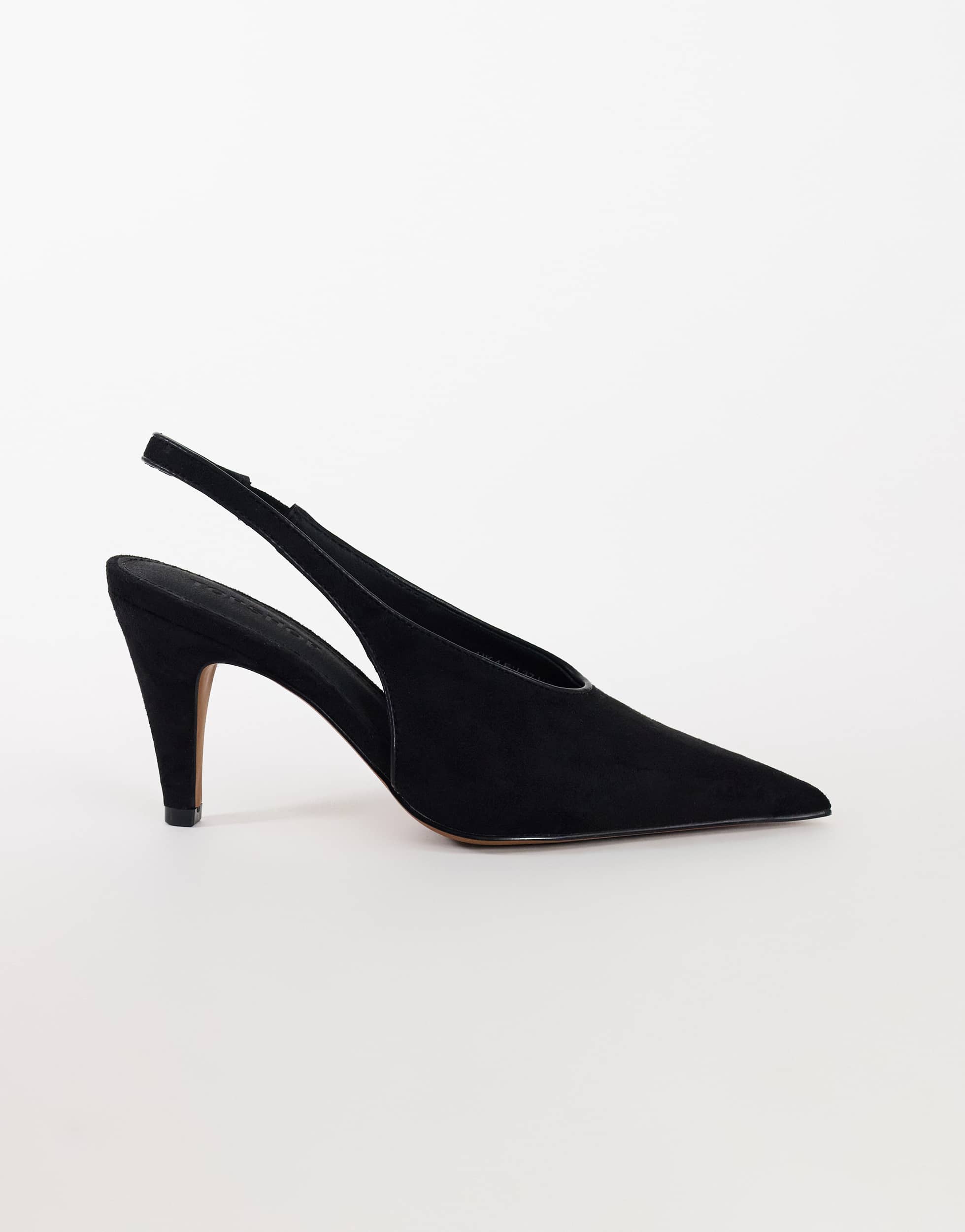 Topshop Arabella cone heel sling back court shoe in black