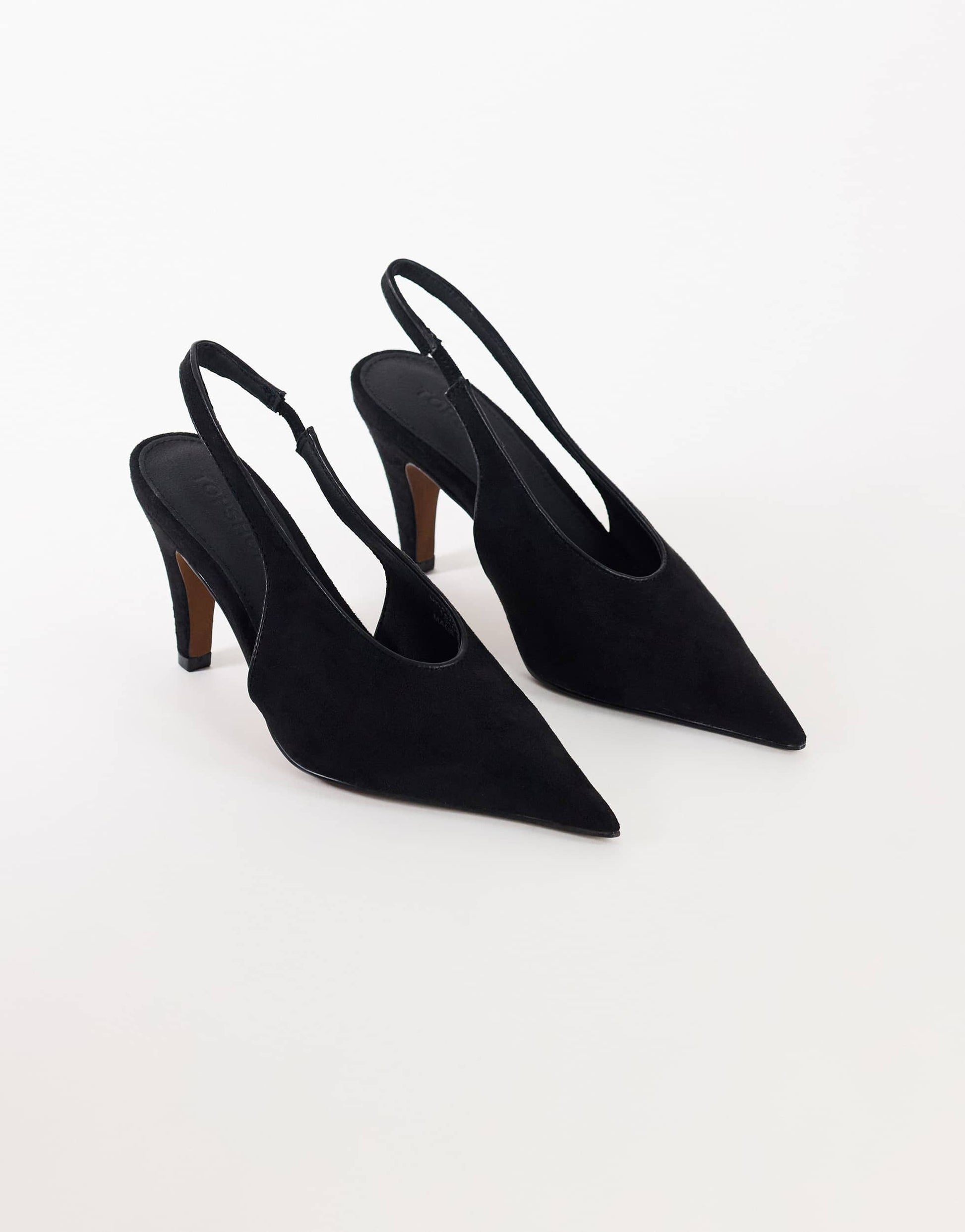Topshop Arabella cone heel sling back court shoe in black