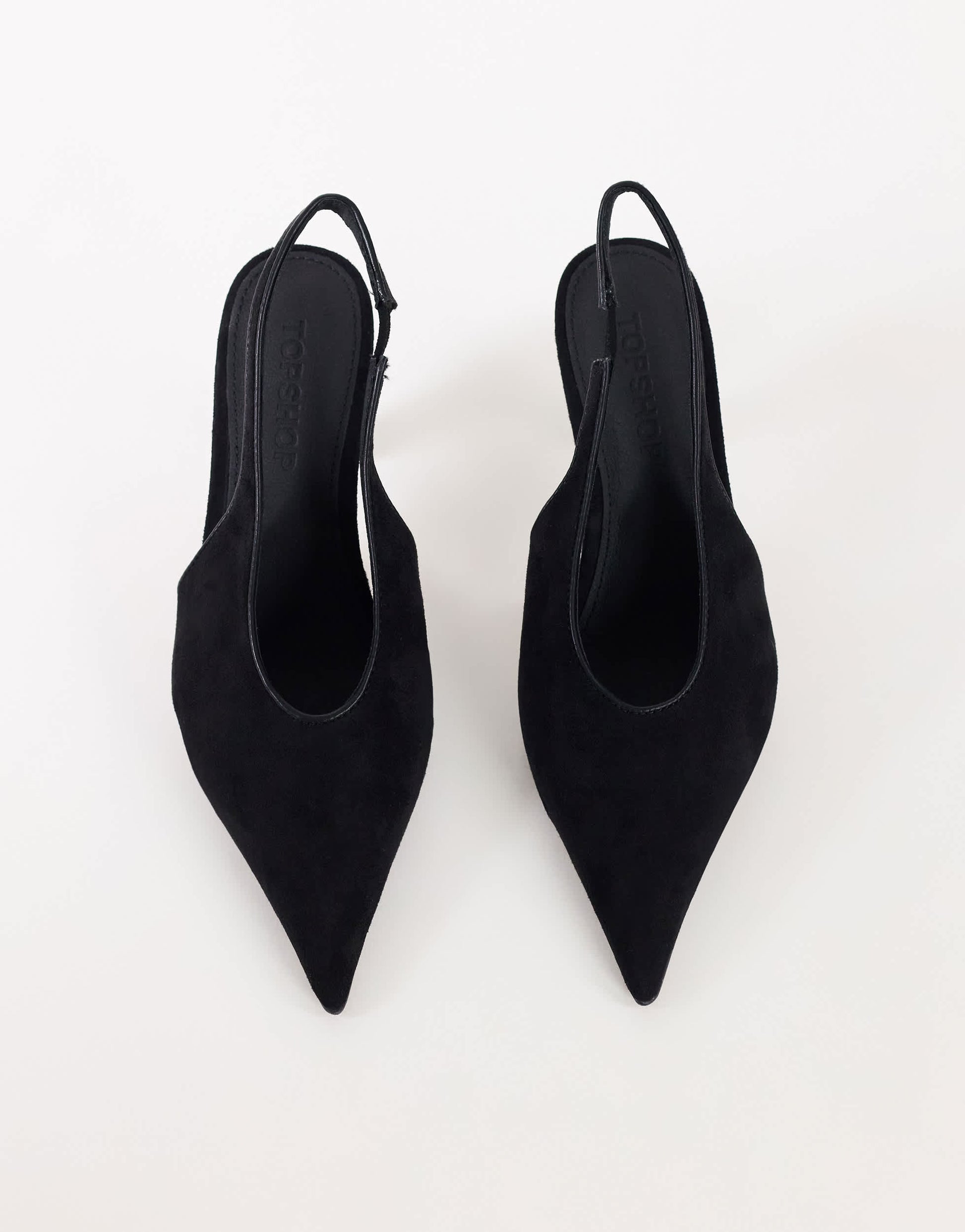 Topshop Arabella cone heel sling back court shoe in black