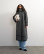 Topshop longline faux leather funnel neck coat in black