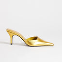 Topshop Alfie pointed mid heeled court in gold