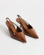 Topshop Ali kitten heel sling back court in tan patent
