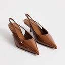 Topshop Ali kitten heel sling back court in tan patent