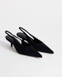 Topshop Ali kitten heel sling back court in black faux suede