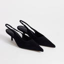 Topshop Ali kitten heel sling back court in black faux suede