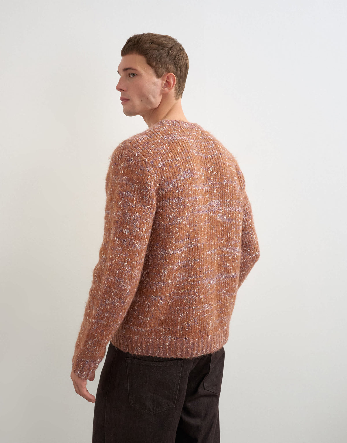 Topman relaxed fit textured knitted crew neck jumper in mauve