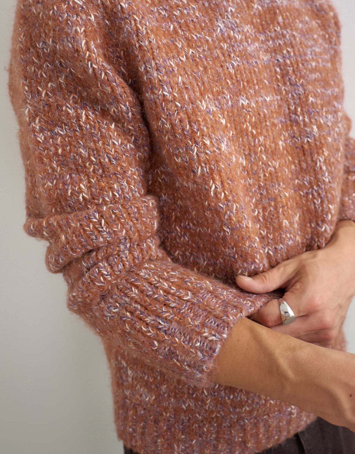 Topman relaxed fit textured knitted crew neck jumper in mauve