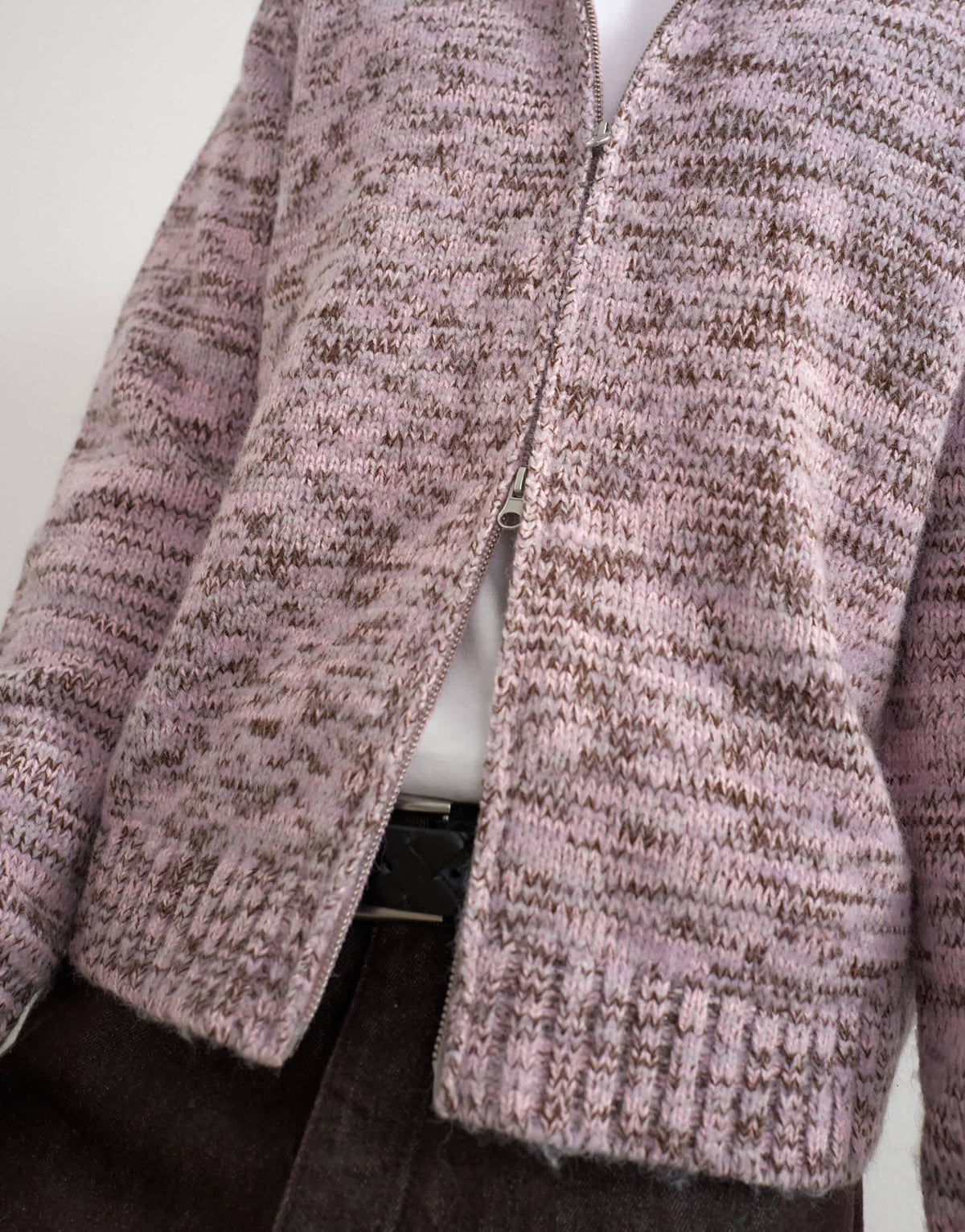 Topman relaxed fit textured zip through knitted hoodie in pink