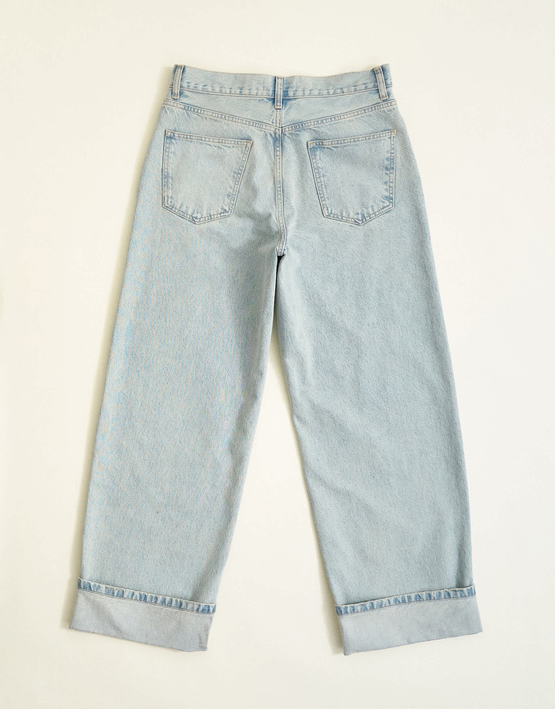 Topman rigid baggy fit jean with turn-up in light wash