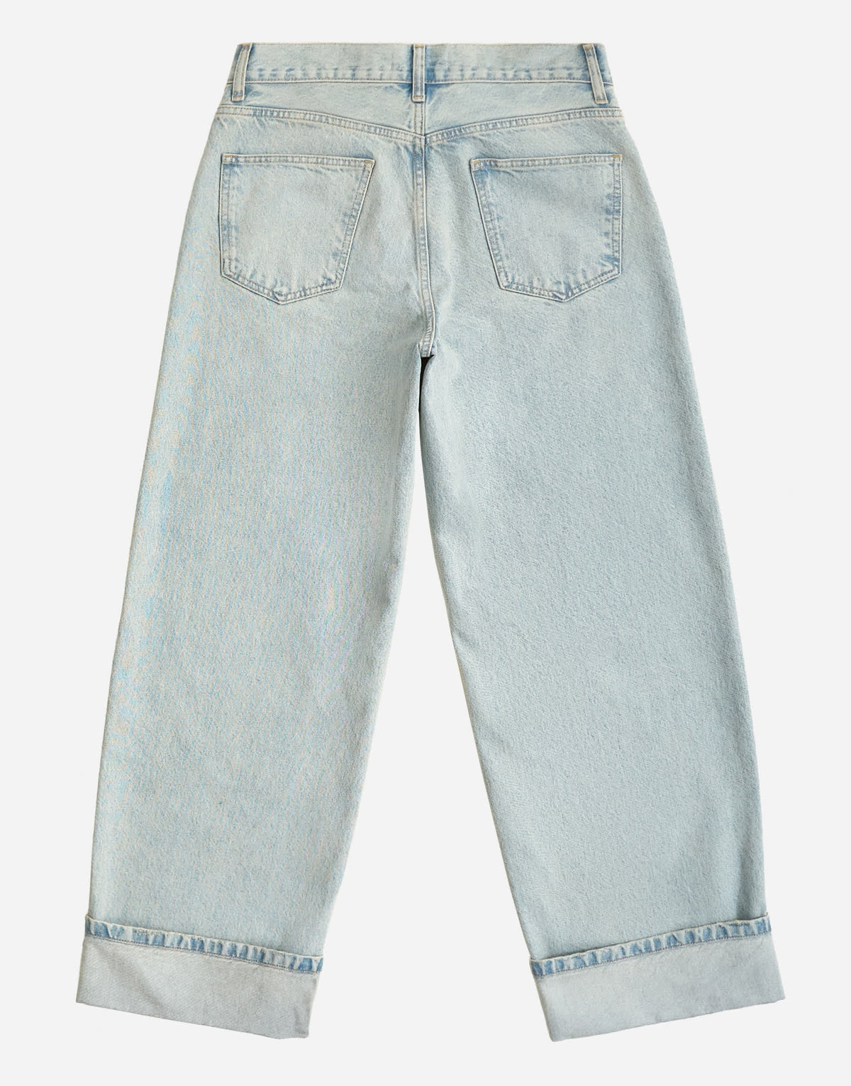 Topman rigid baggy fit jean with turn-up in light wash