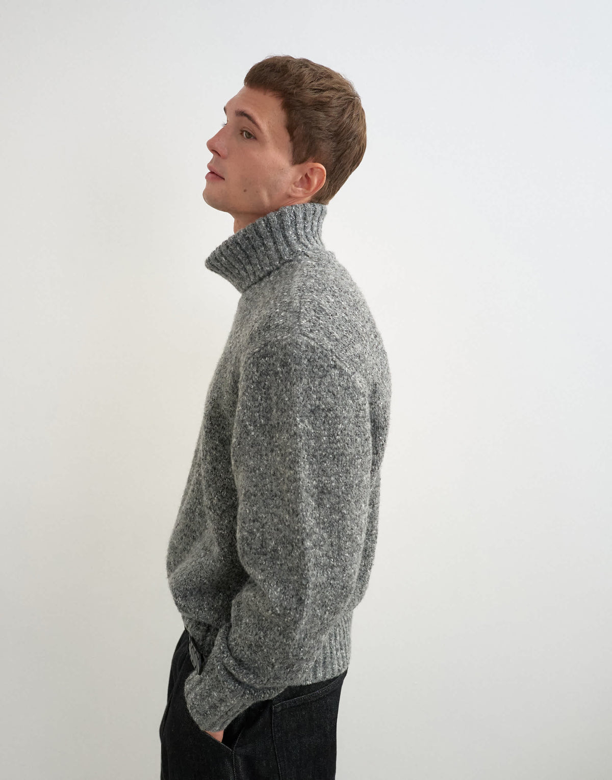 Topman relaxed fit textured roll neck knitted jumper in charcoal