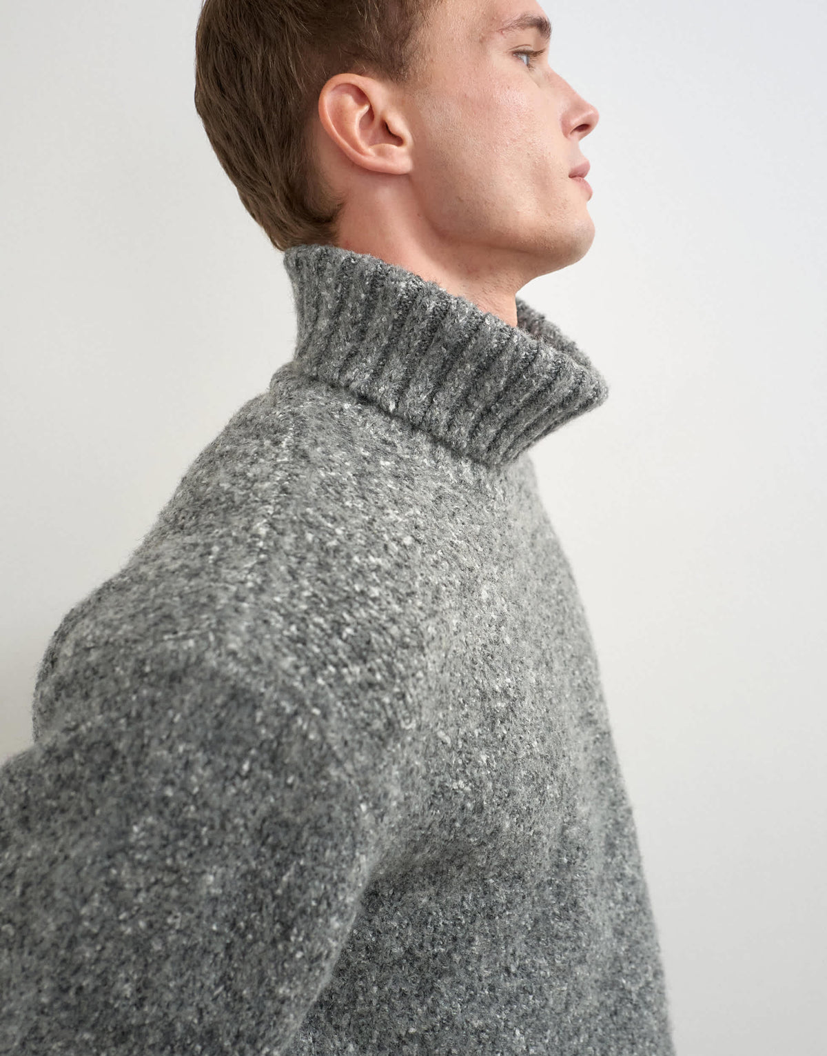 Topman relaxed fit textured roll neck knitted jumper in charcoal