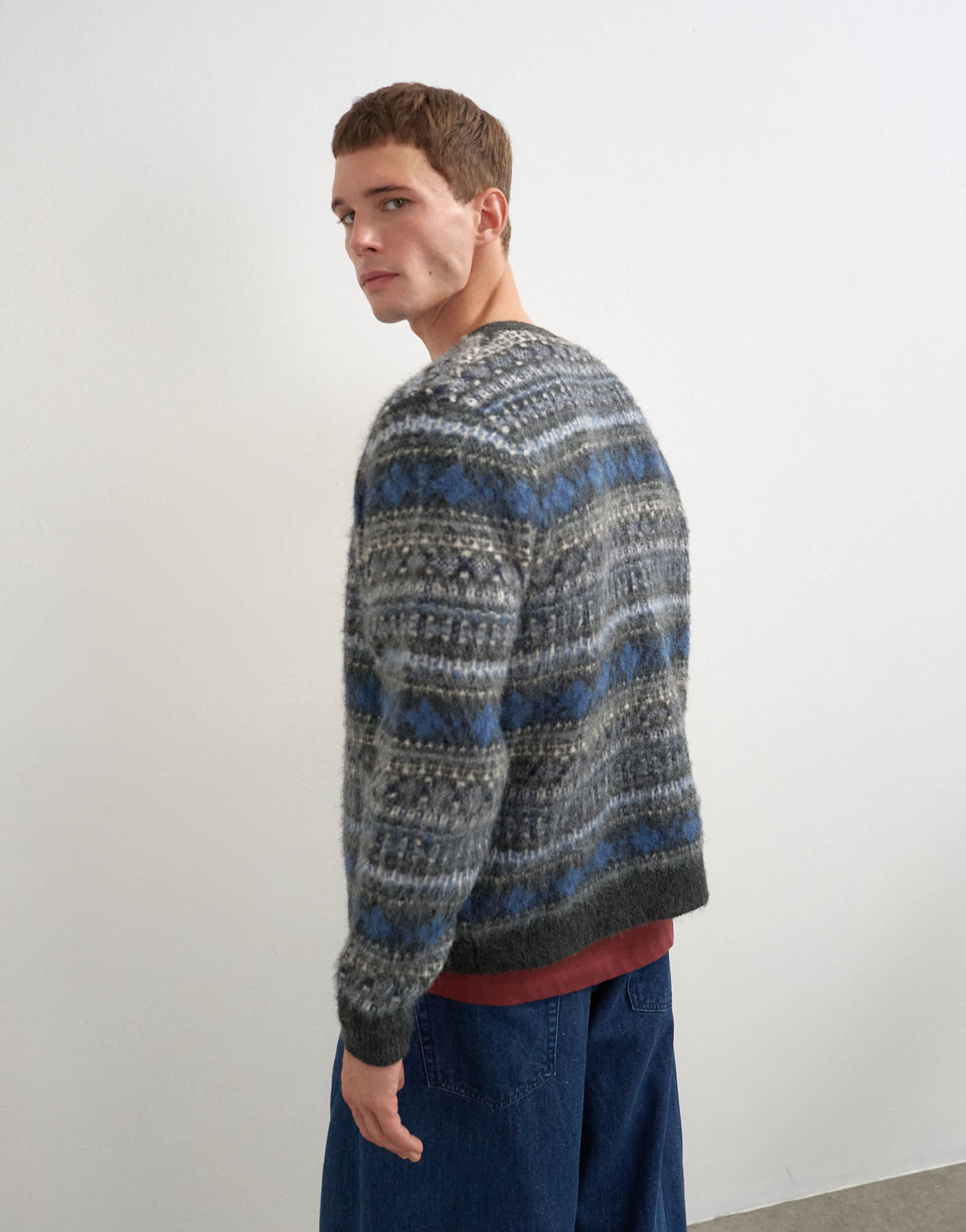 Topman relaxed fit brushed striped knitted cardigan in grey