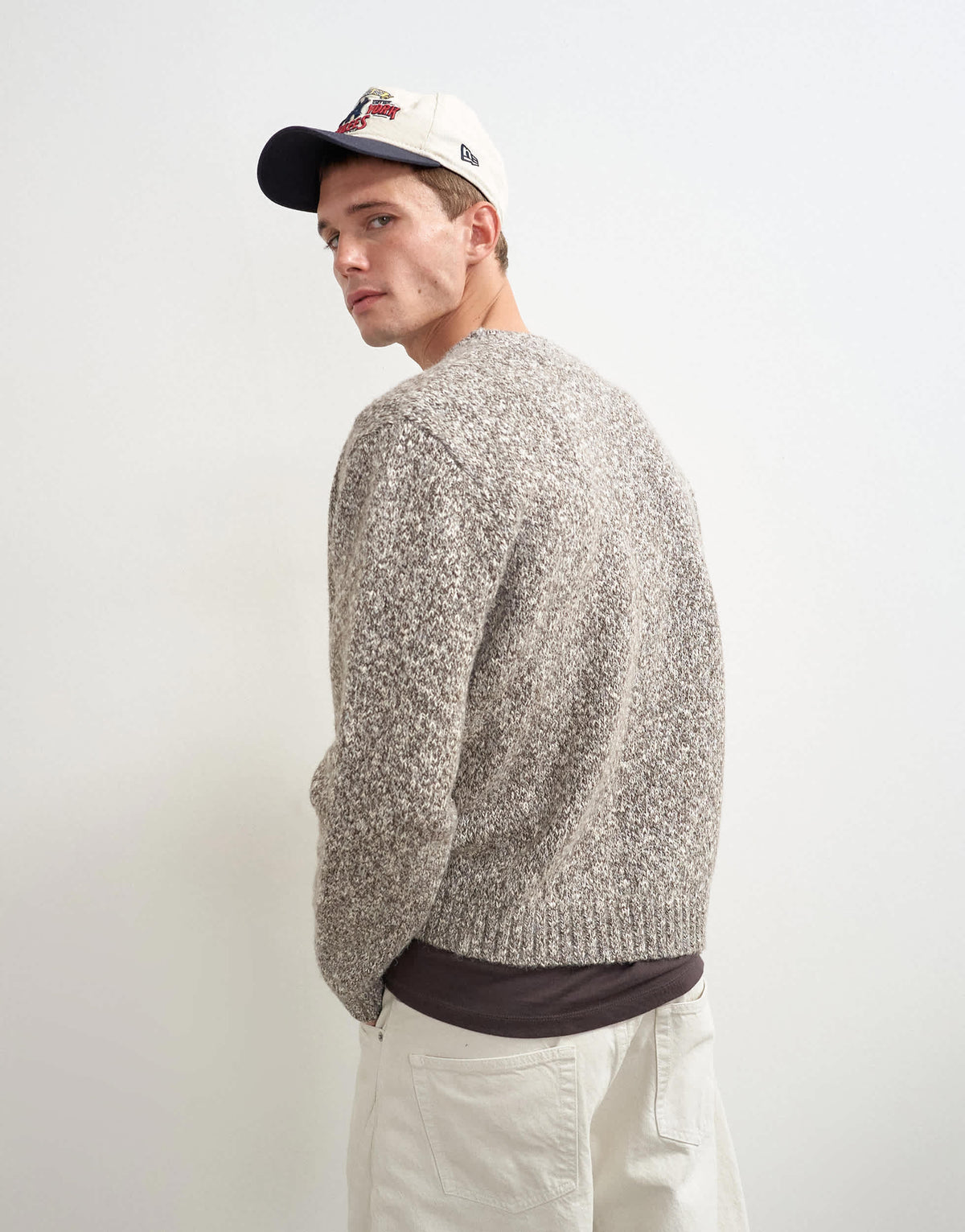 Topman relaxed fit knitted twist cardigan with notch neck in light taupe