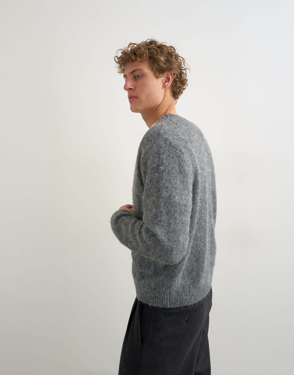 Topman relaxed fit fluffy double pocket knitted cardigan in grey