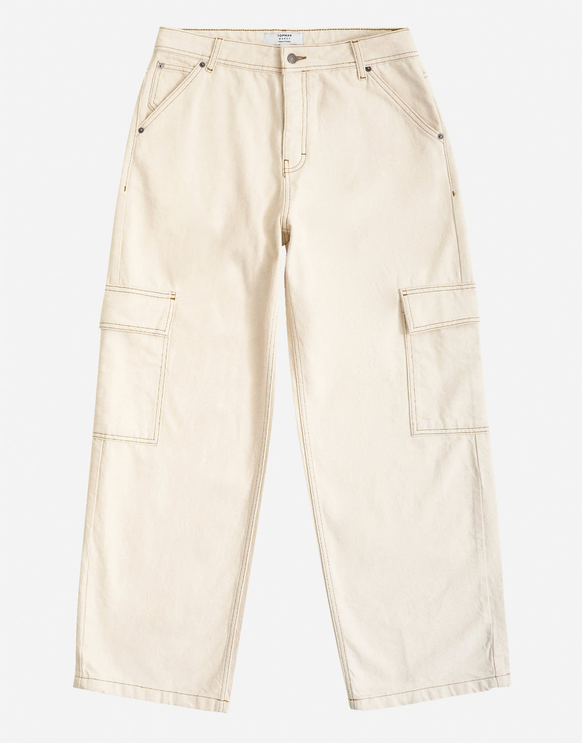 Topman rigid baggy fit jean with side pockets in natural