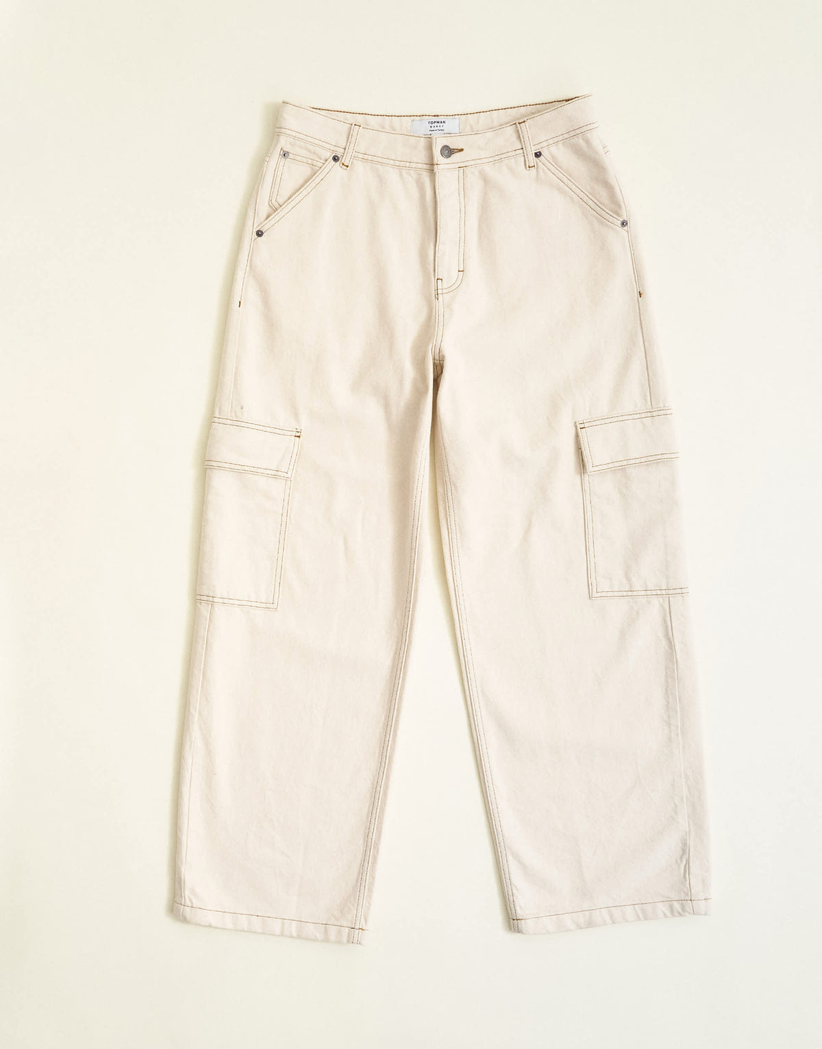 Topman rigid baggy fit jean with side pockets in natural